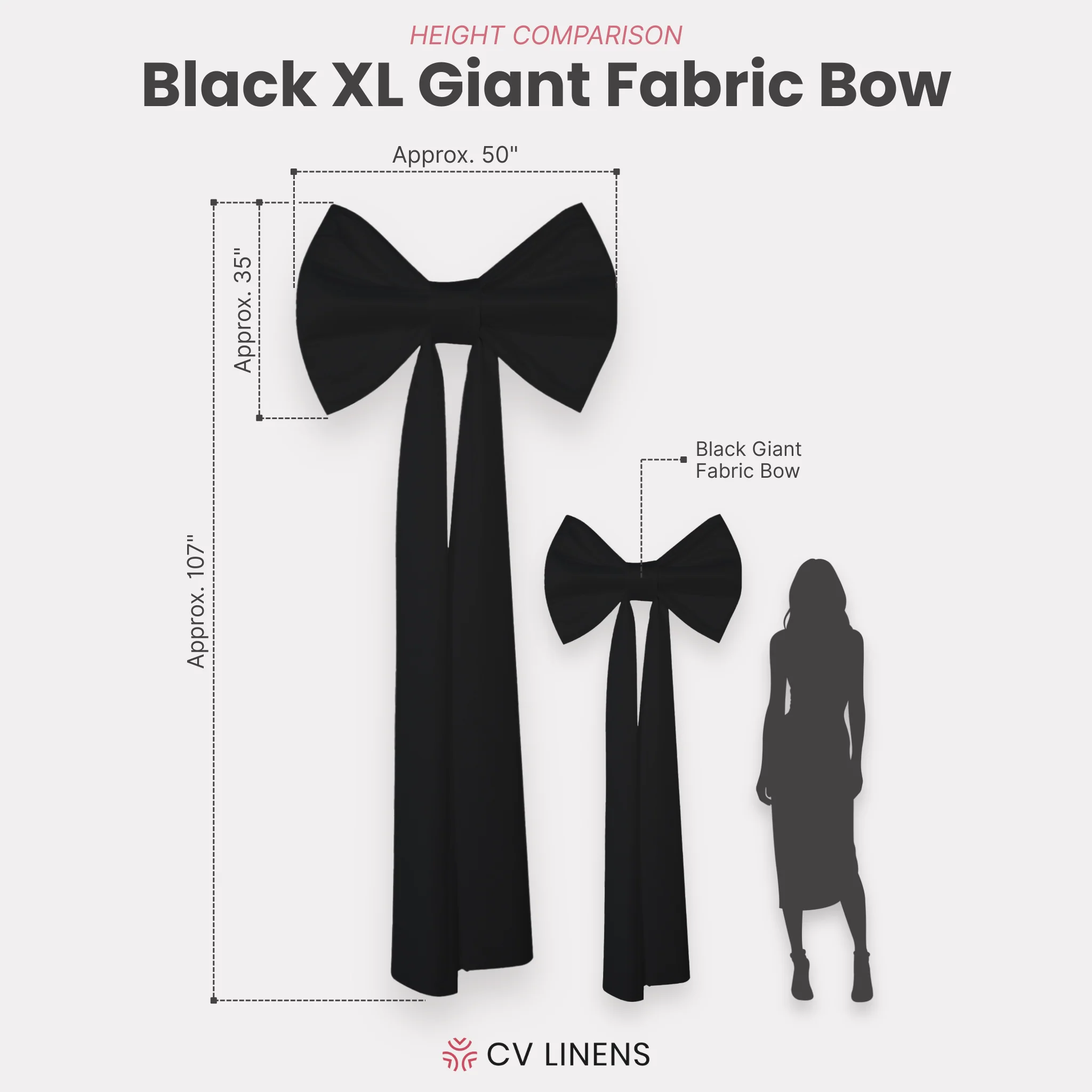 XL Giant Fabric Bow for Backdrop - Black - Image 2