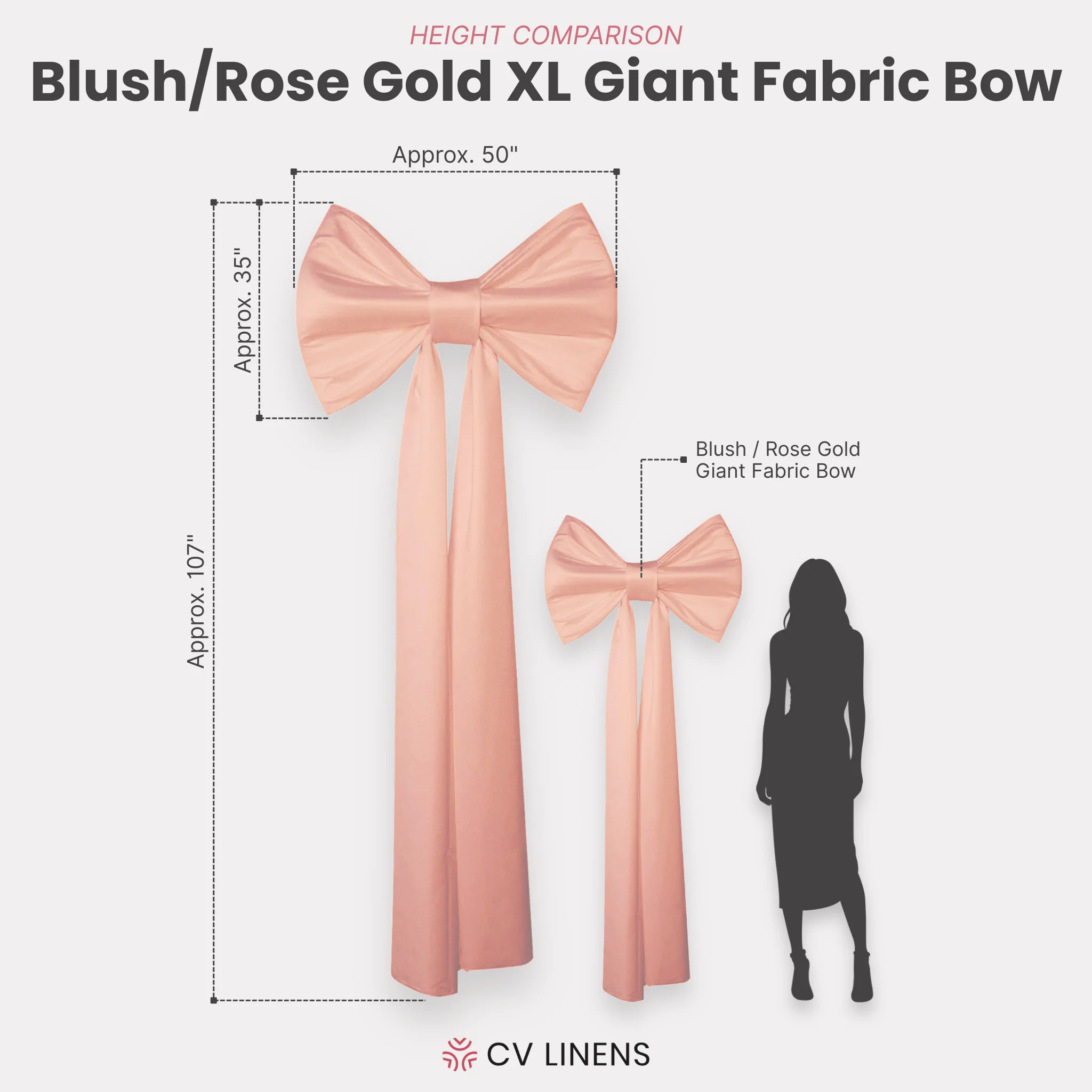 XL Giant Fabric Bow for Backdrop - Blush/Rose Gold - Image 2