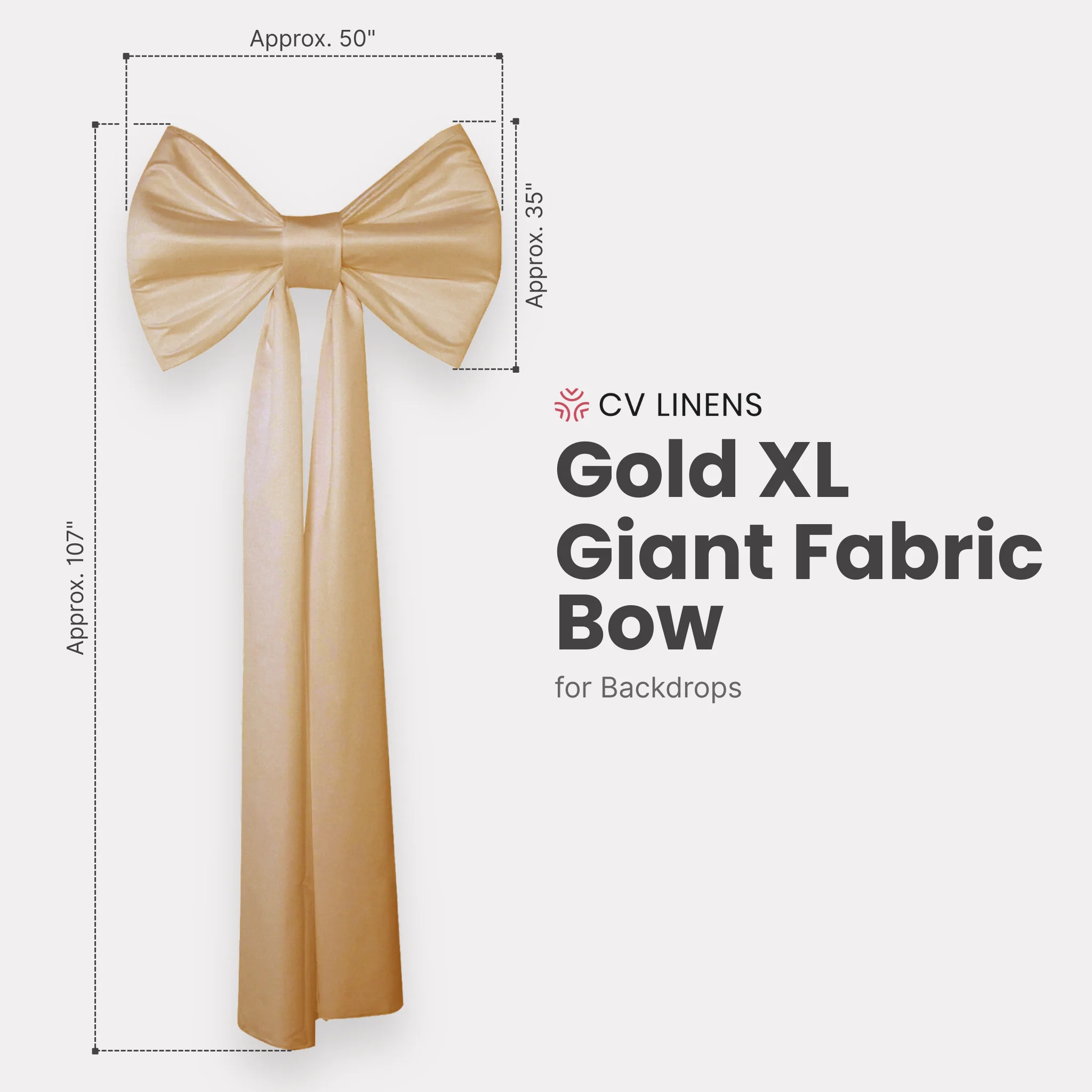 XL Giant Fabric Bow for Backdrop - Gold