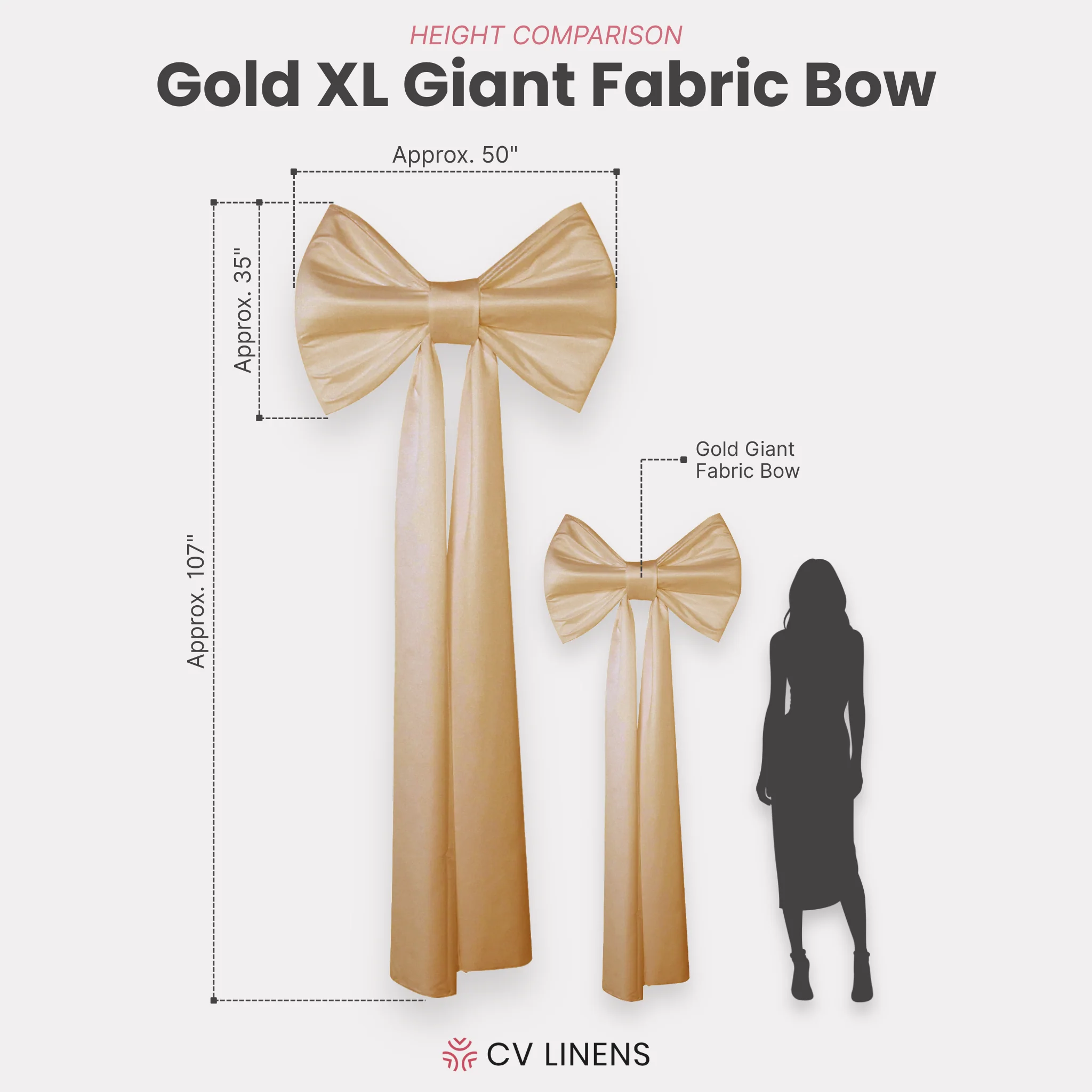 XL Giant Fabric Bow for Backdrop - Gold - Image 2