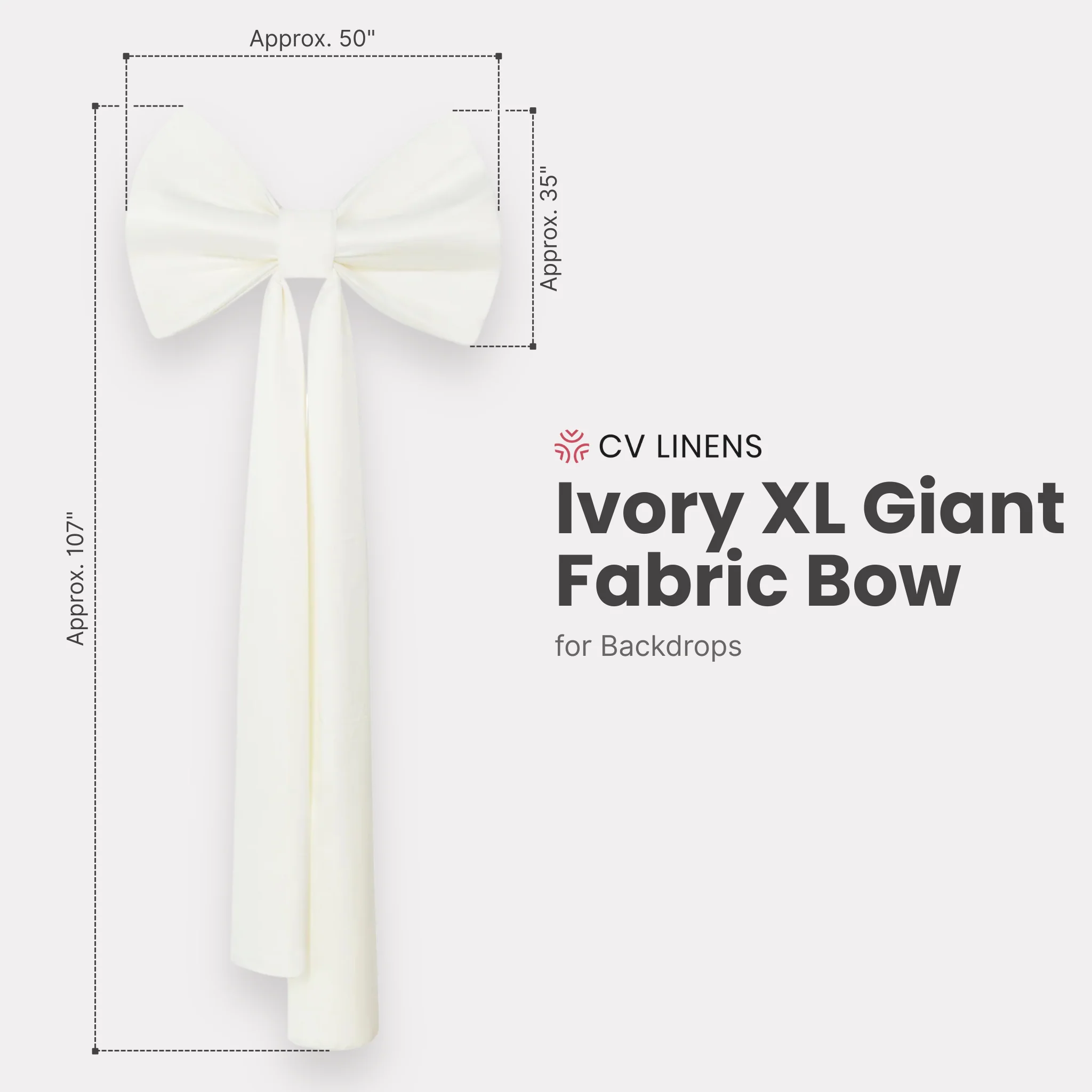 XL Giant Fabric Bow for Backdrop - Ivory