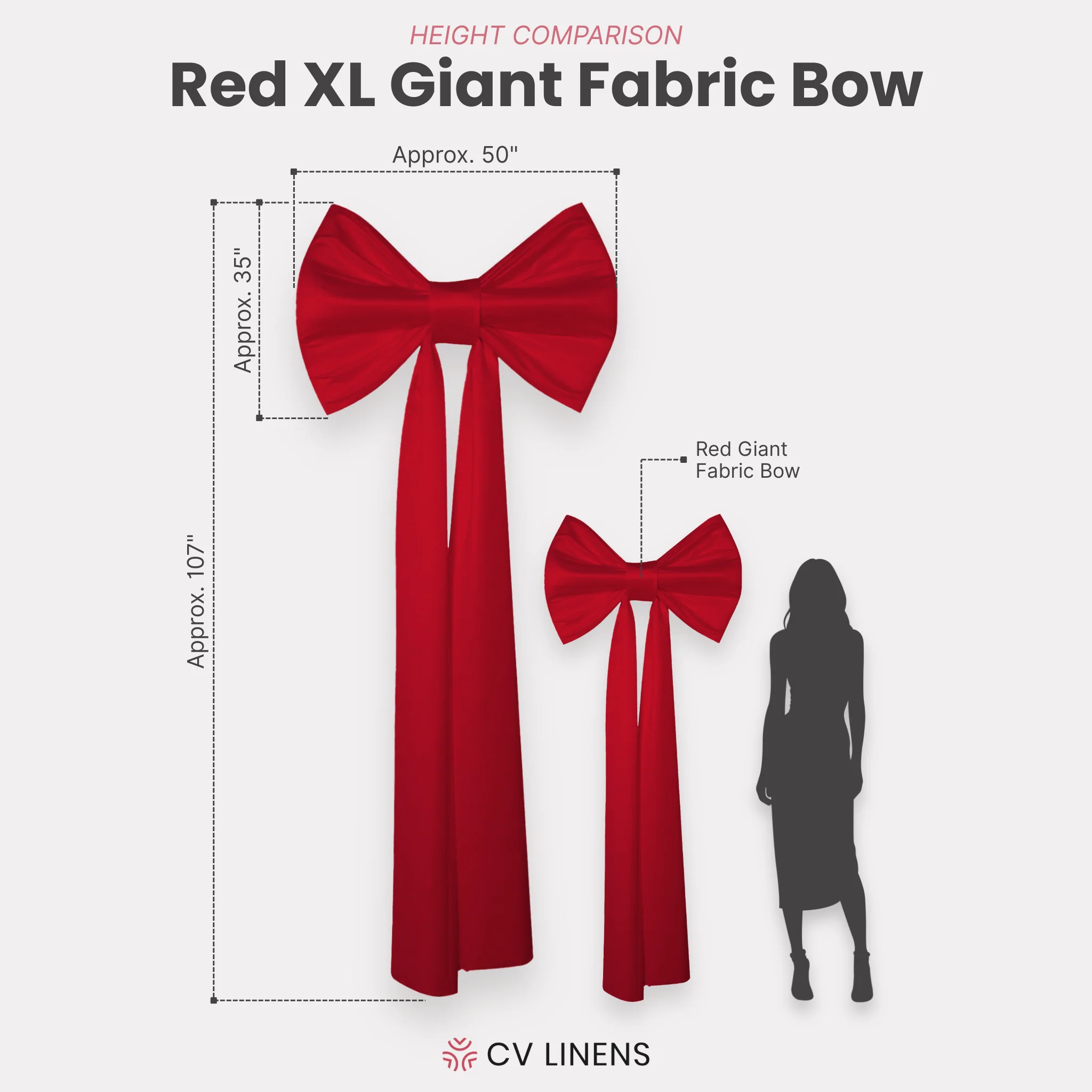 XL Giant Fabric Bow for Backdrop - Red - Image 2