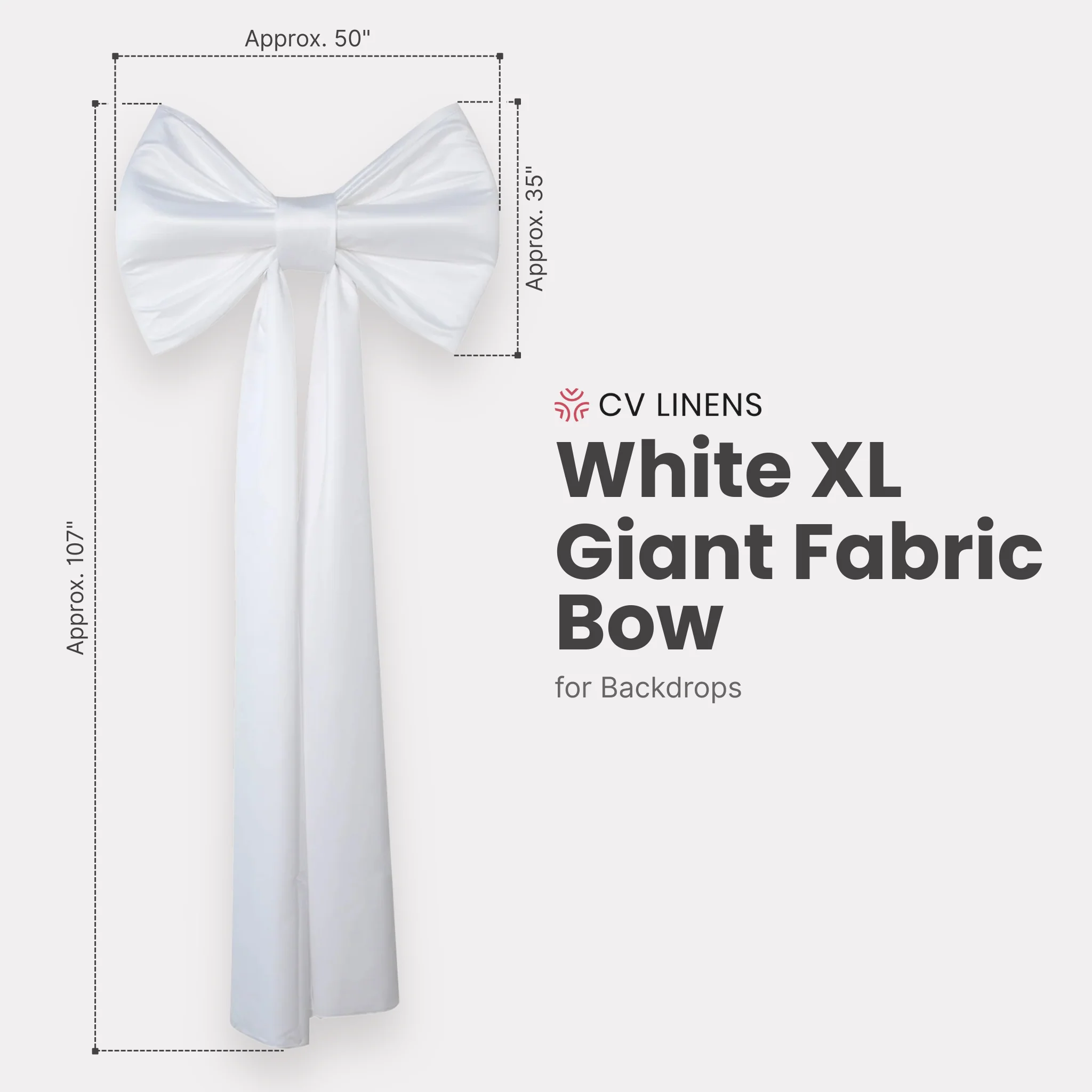 XL Giant Fabric Bow for Backdrop - White