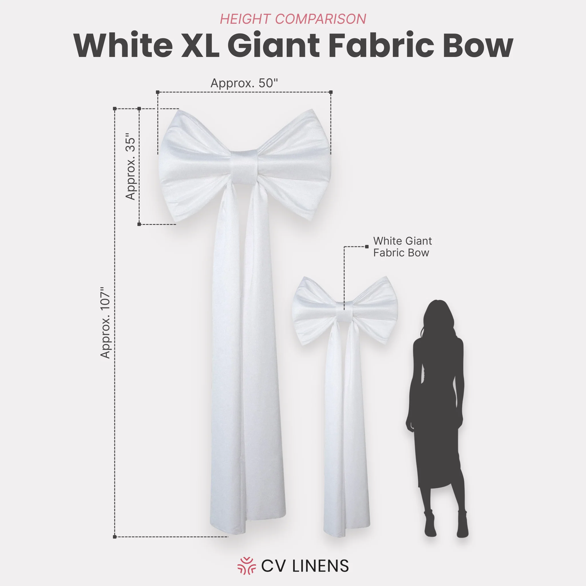 XL Giant Fabric Bow for Backdrop - White - Image 2