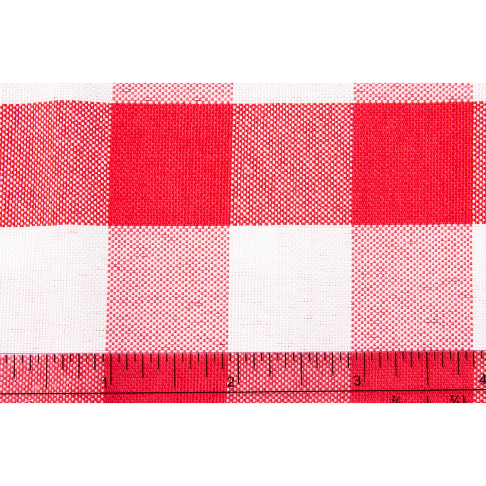 Gingham Checkered Rectangular Polyester Tablecloth 60"x102" - Red & White - Image 2