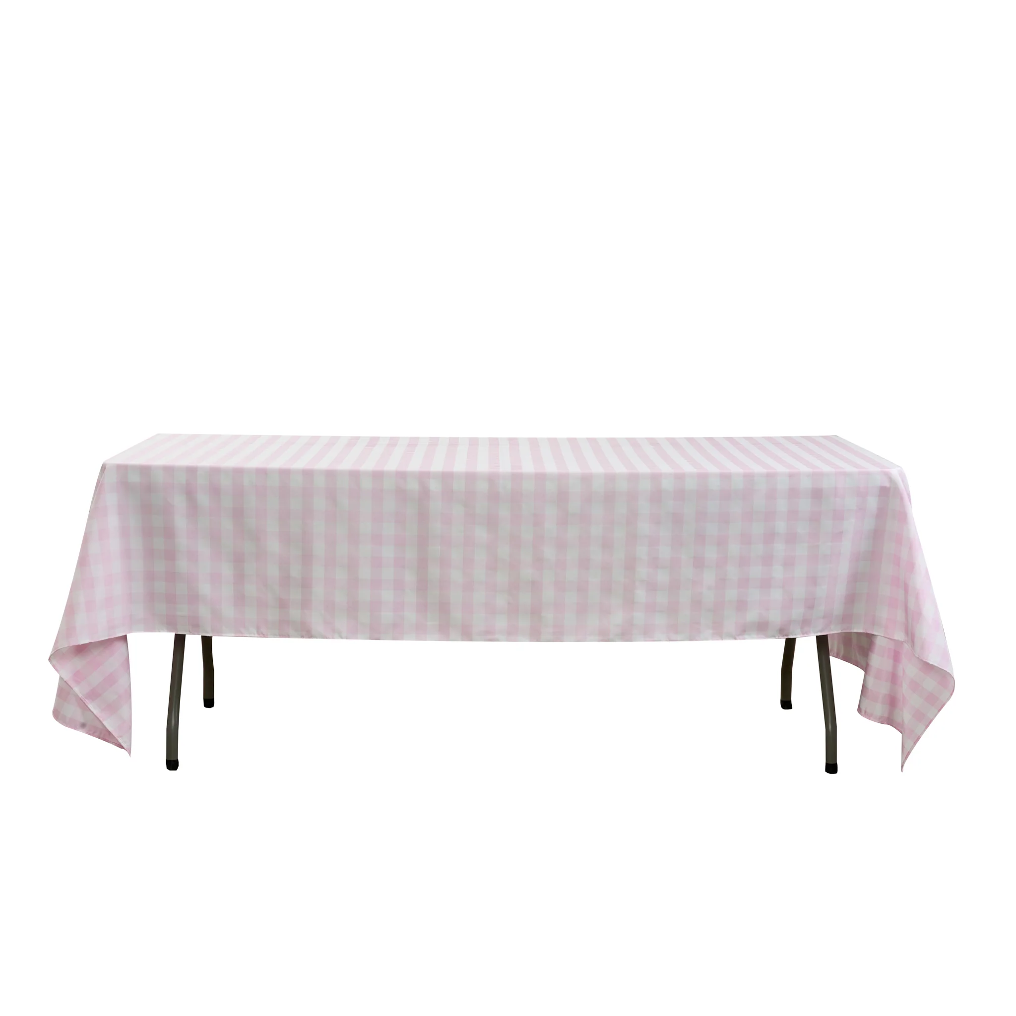 Gingham Checkered Rectangular Polyester Tablecloth 60"x120" - Pink & White - Image 2