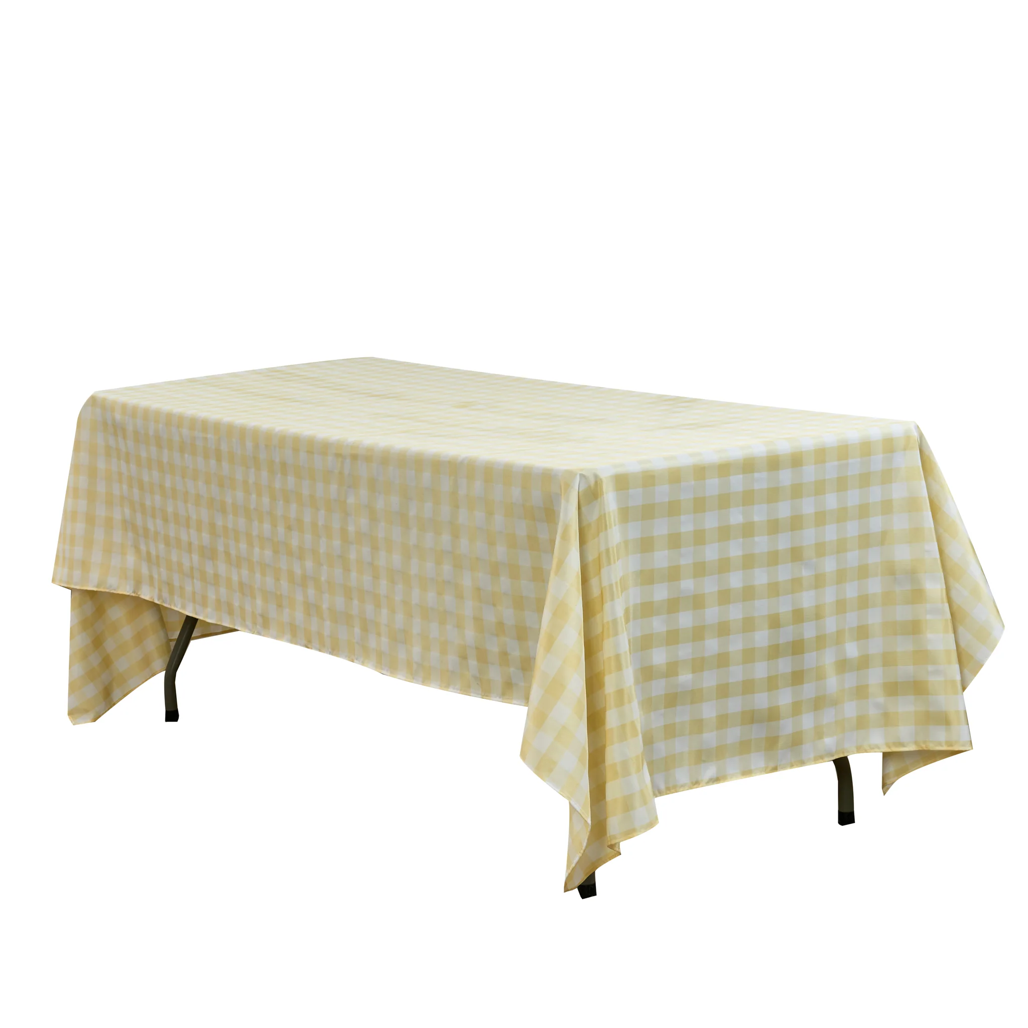Gingham Checkered Rectangular Polyester Tablecloth 60"x120" - Yellow & White