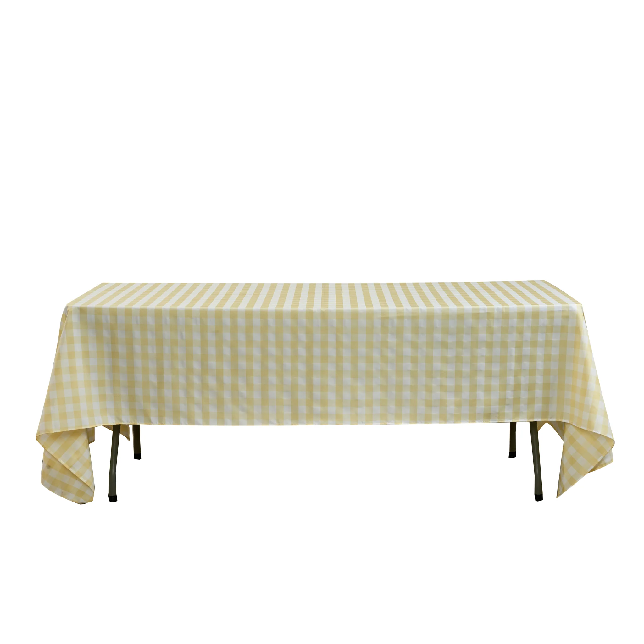 Gingham Checkered Rectangular Polyester Tablecloth 60"x120" - Yellow & White - Image 2