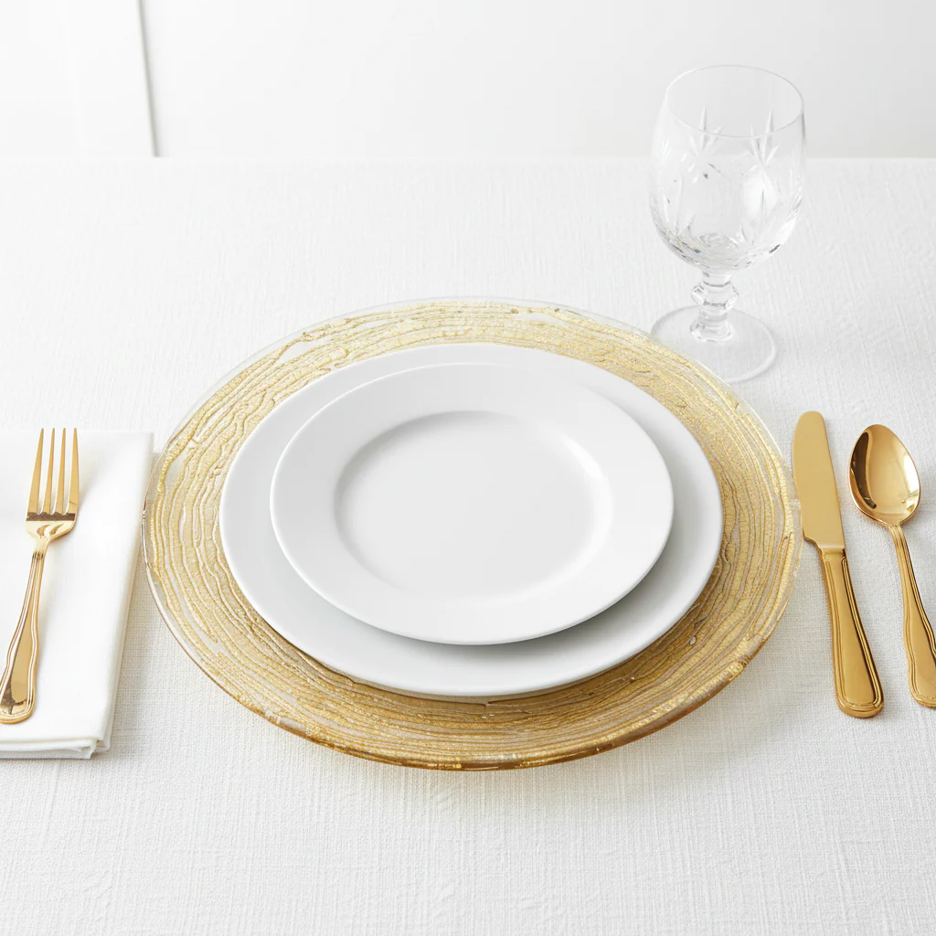 Glass Charger Plate with Twigs Trim - Gold - Image 3