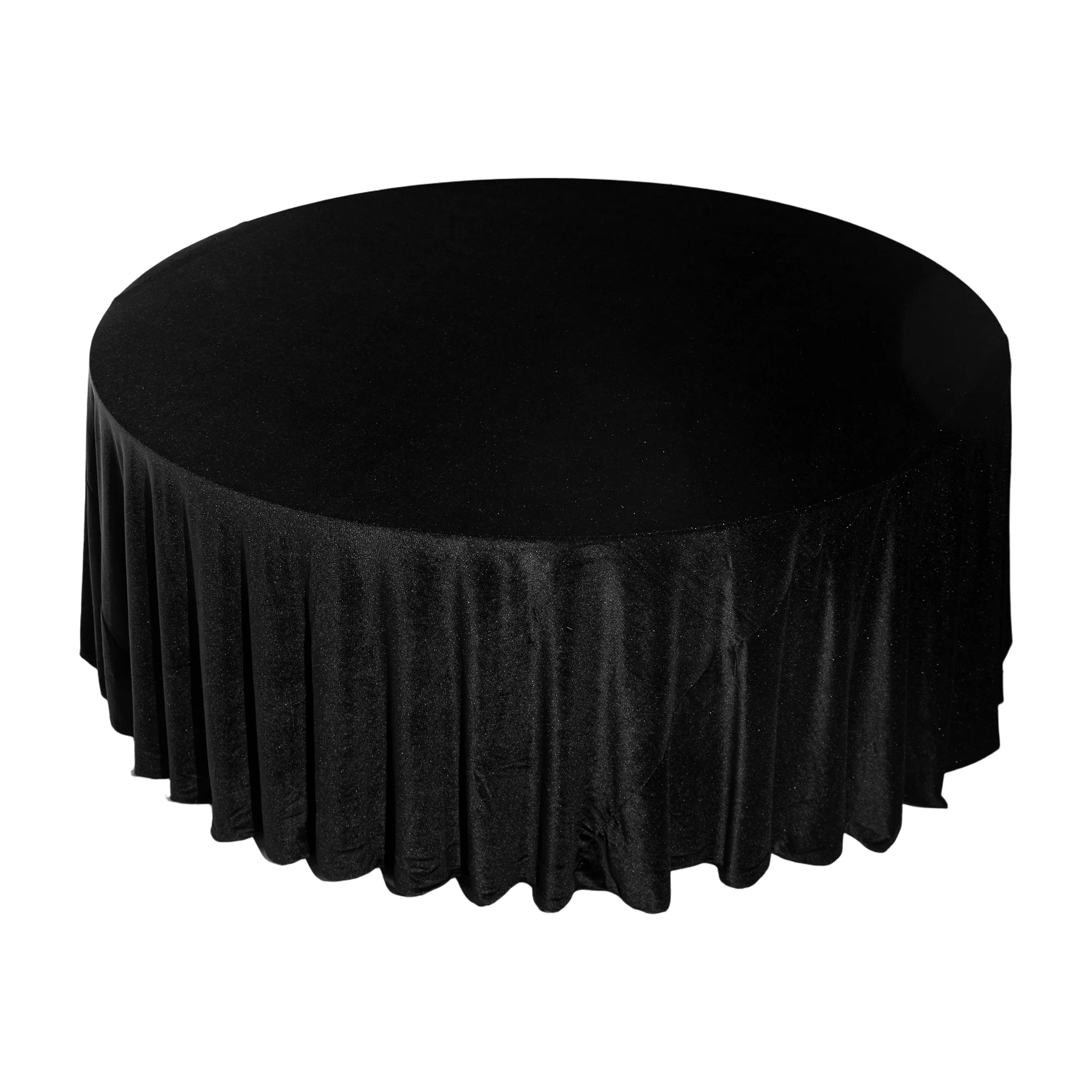 Glitter Velvet 120" Round Tablecloth - Black - Image 5