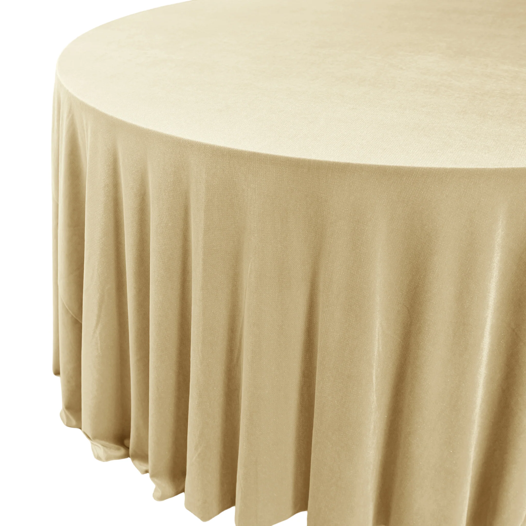 Glitter Velvet 120" Round Tablecloth - Champagne - Image 3