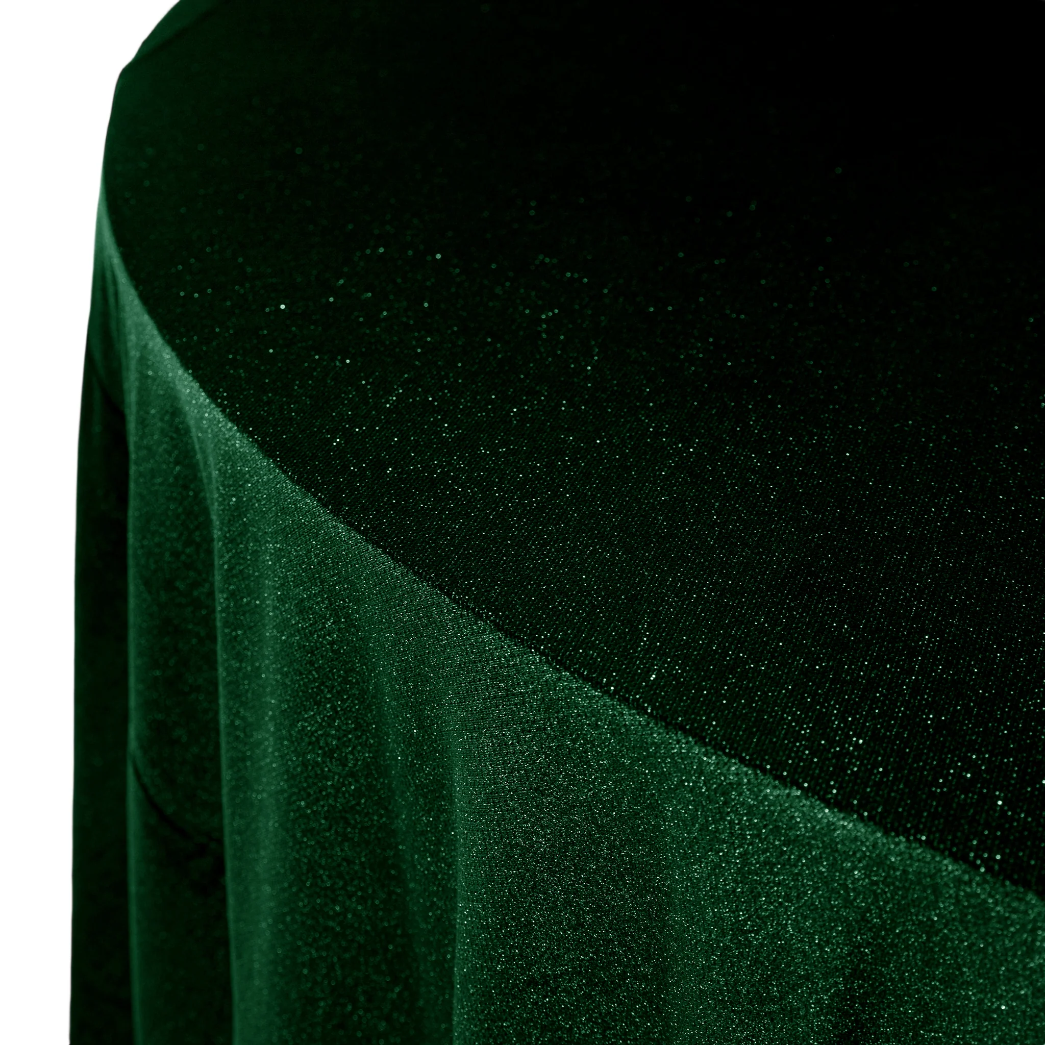 Glitter Velvet 120" Round Tablecloth - Emerald Green - Image 3