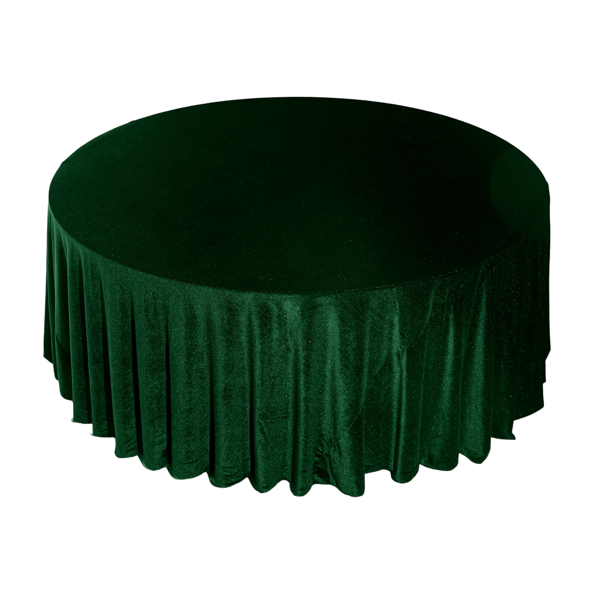 Glitter Velvet 120" Round Tablecloth - Emerald Green - Image 6