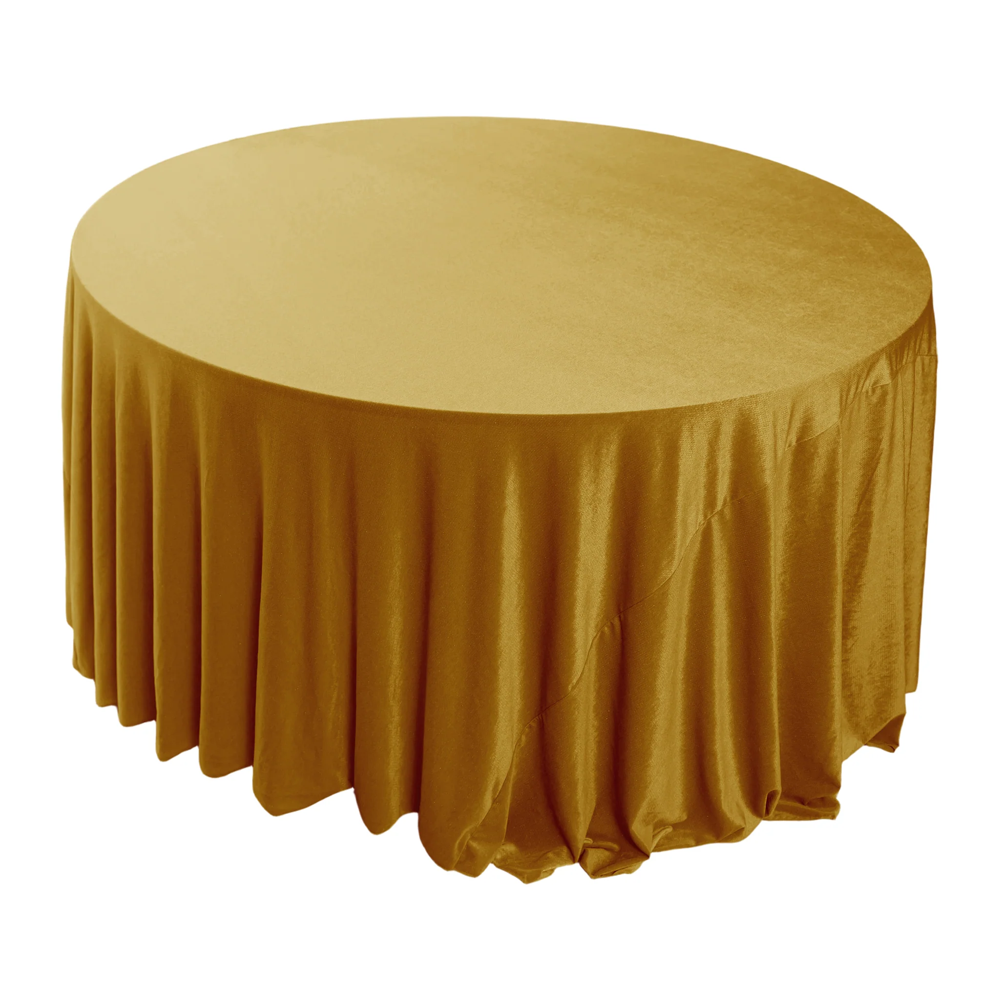 Glitter Velvet 120" Round Tablecloth - Gold - Image 7