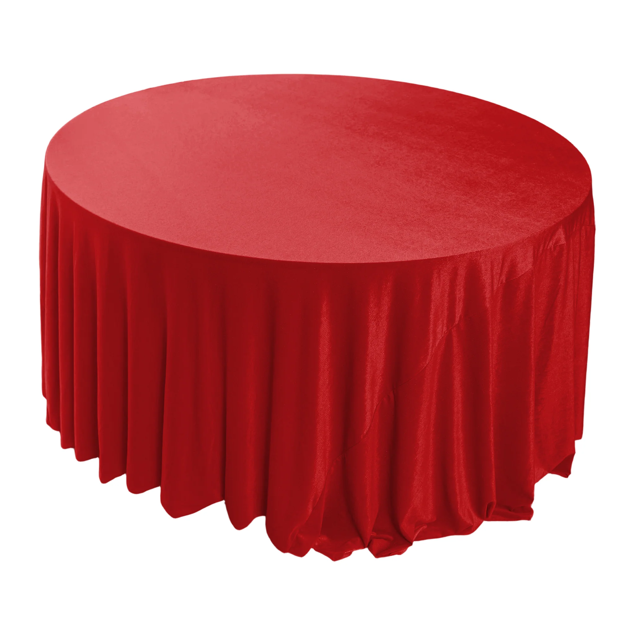 Glitter Velvet 120" Round Tablecloth - Red - Image 4