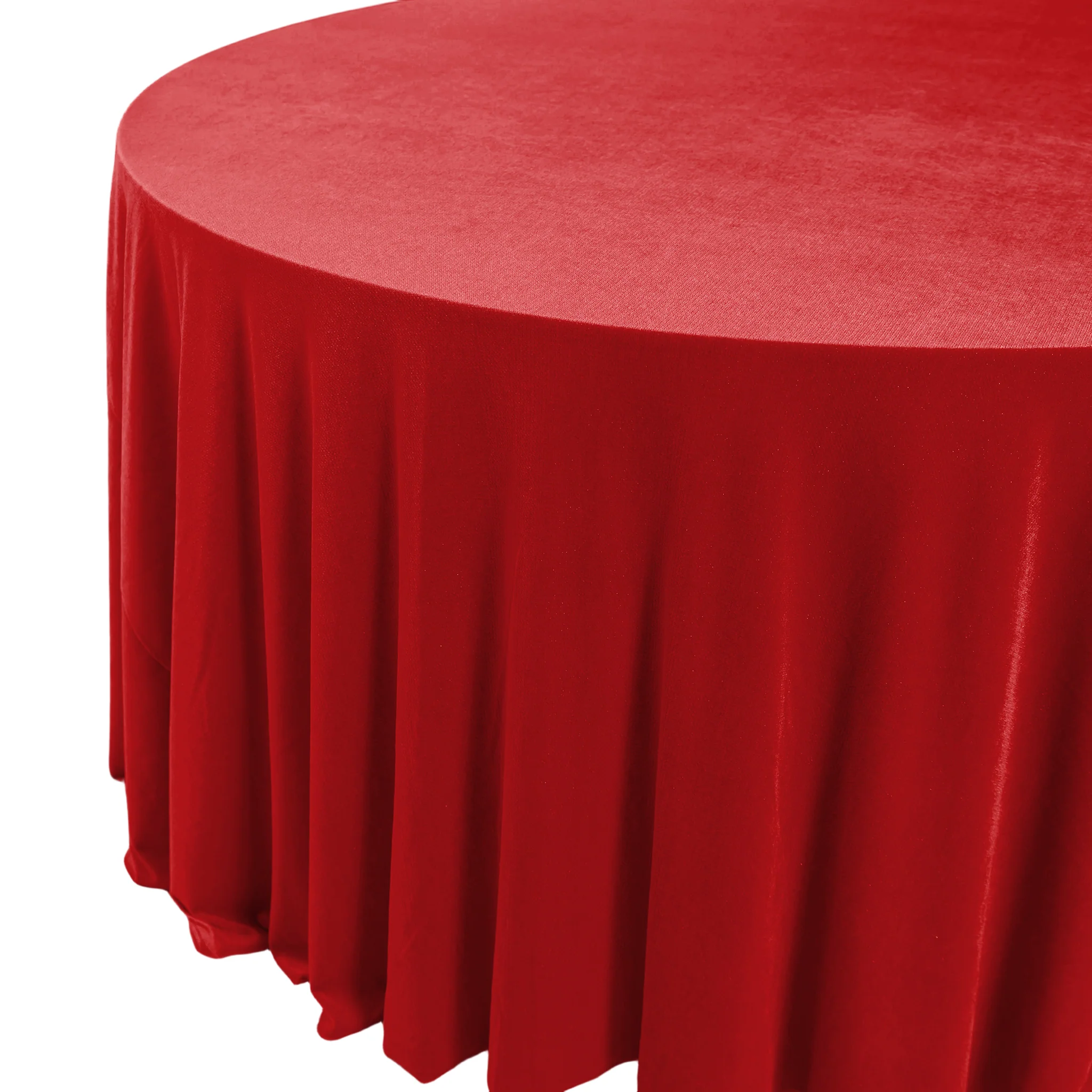Glitter Velvet 120" Round Tablecloth - Red - Image 7