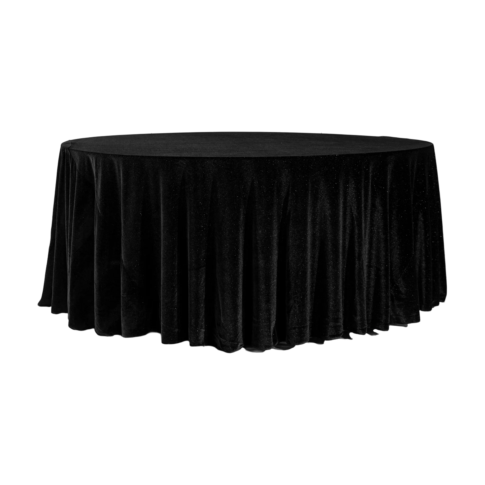 Glitter Velvet 132" Round Tablecloth - Black
