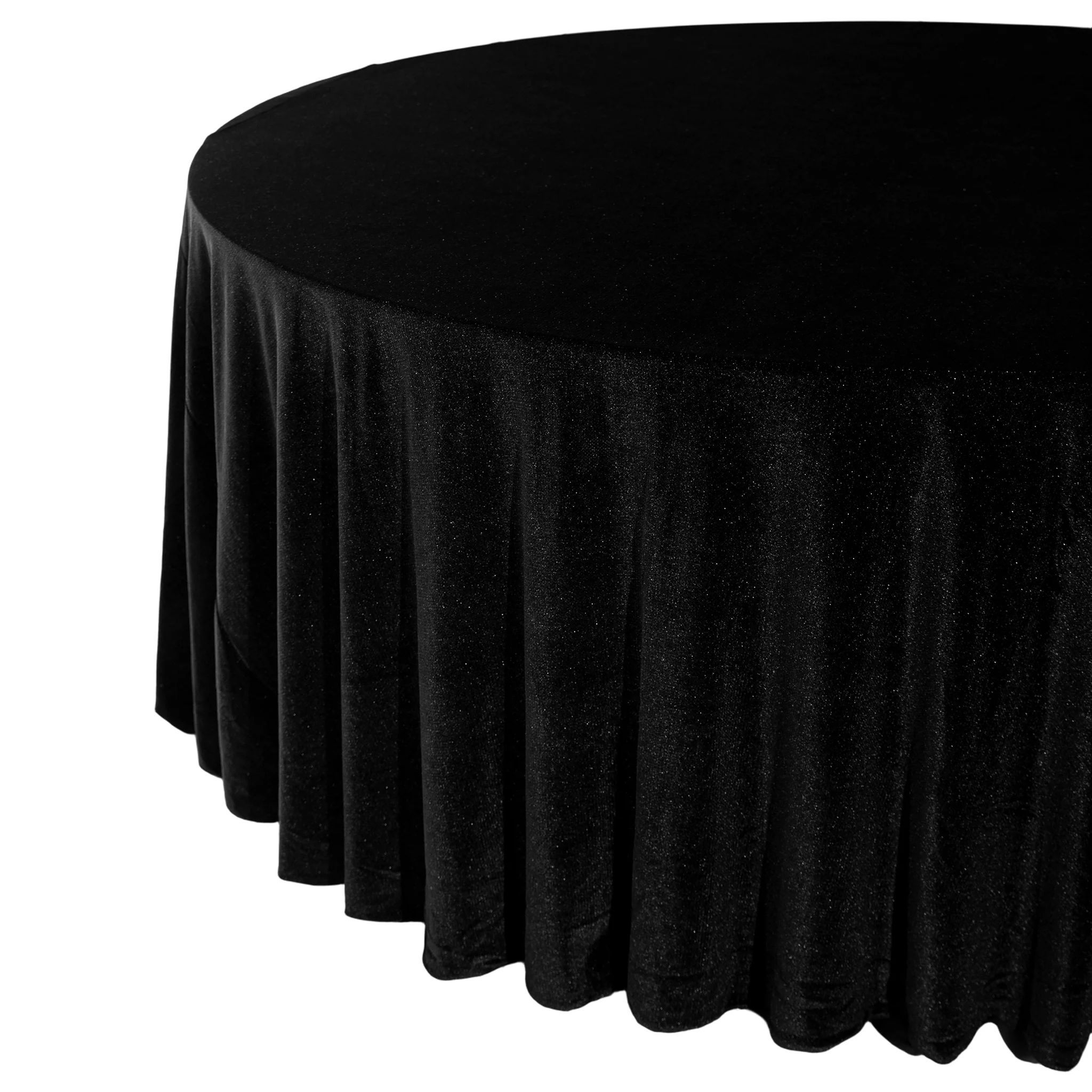 Glitter Velvet 132" Round Tablecloth - Black - Image 2