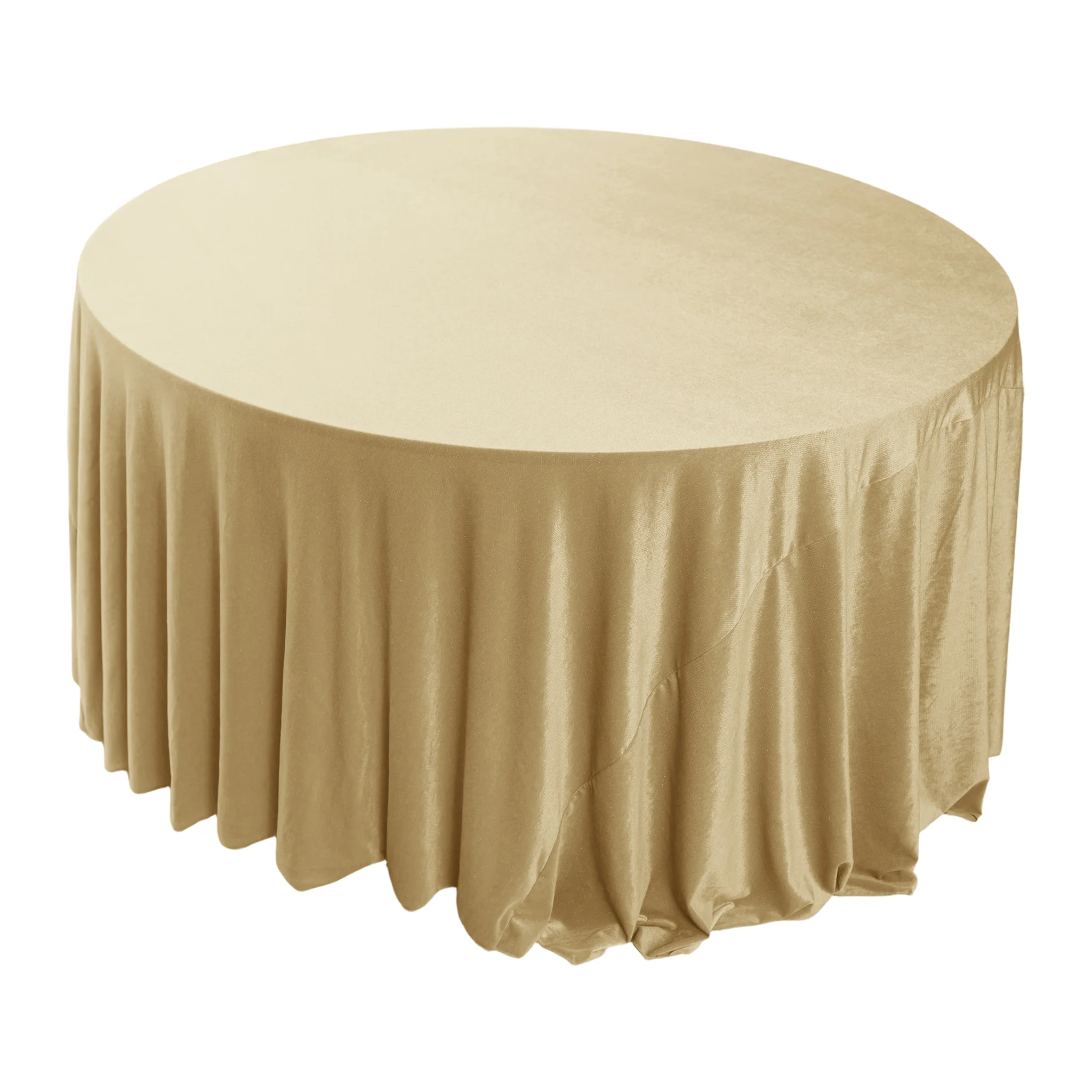 Glitter Velvet 132" Round Tablecloth - Champagne - Image 6