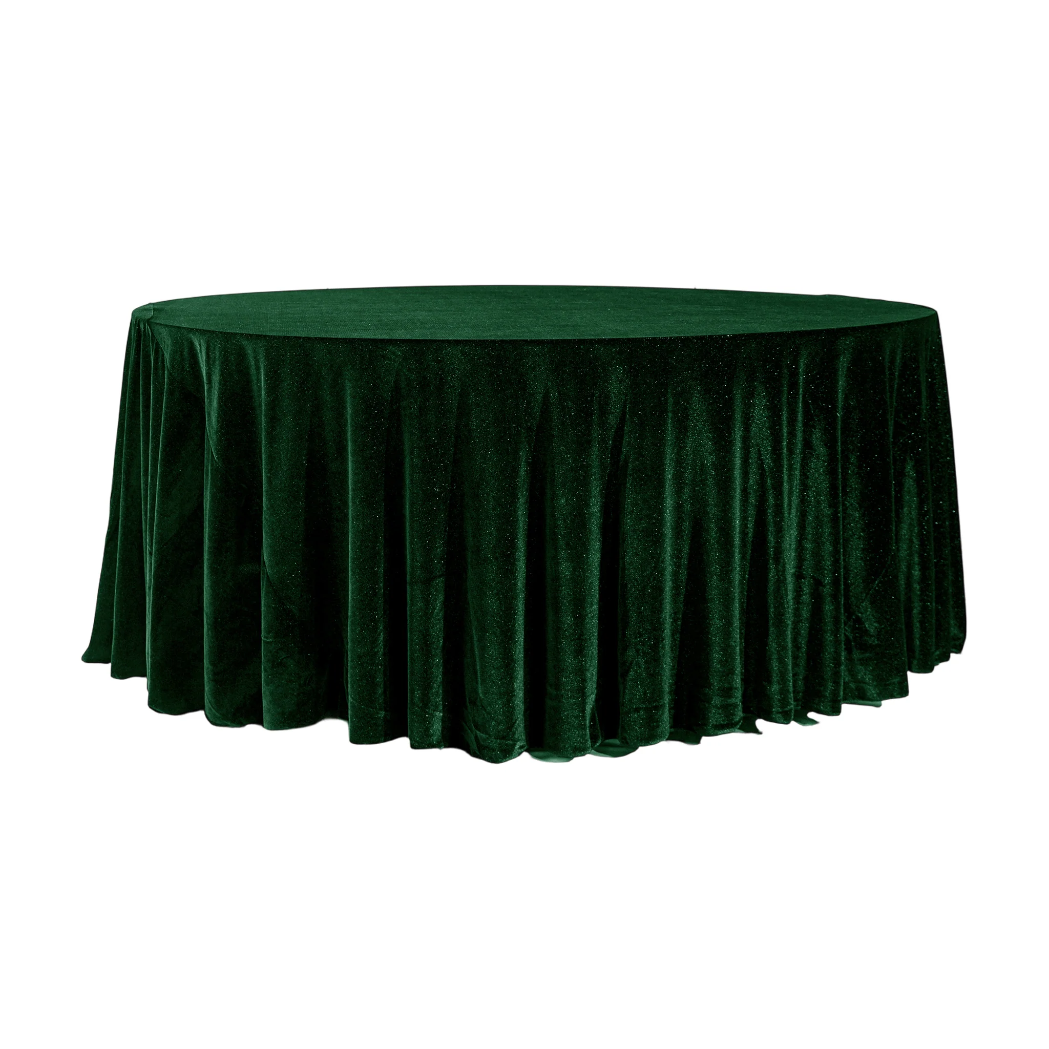 Glitter Velvet 132" Round Tablecloth - Emerald Green