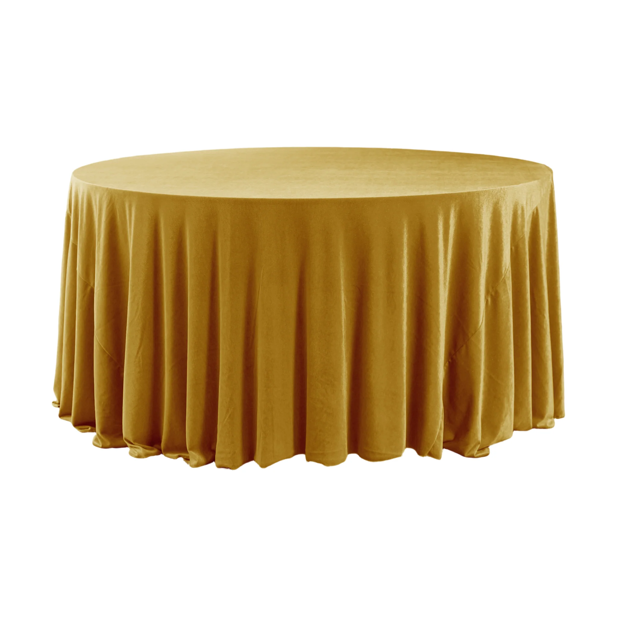 Glitter Velvet 132" Round Tablecloth - Gold