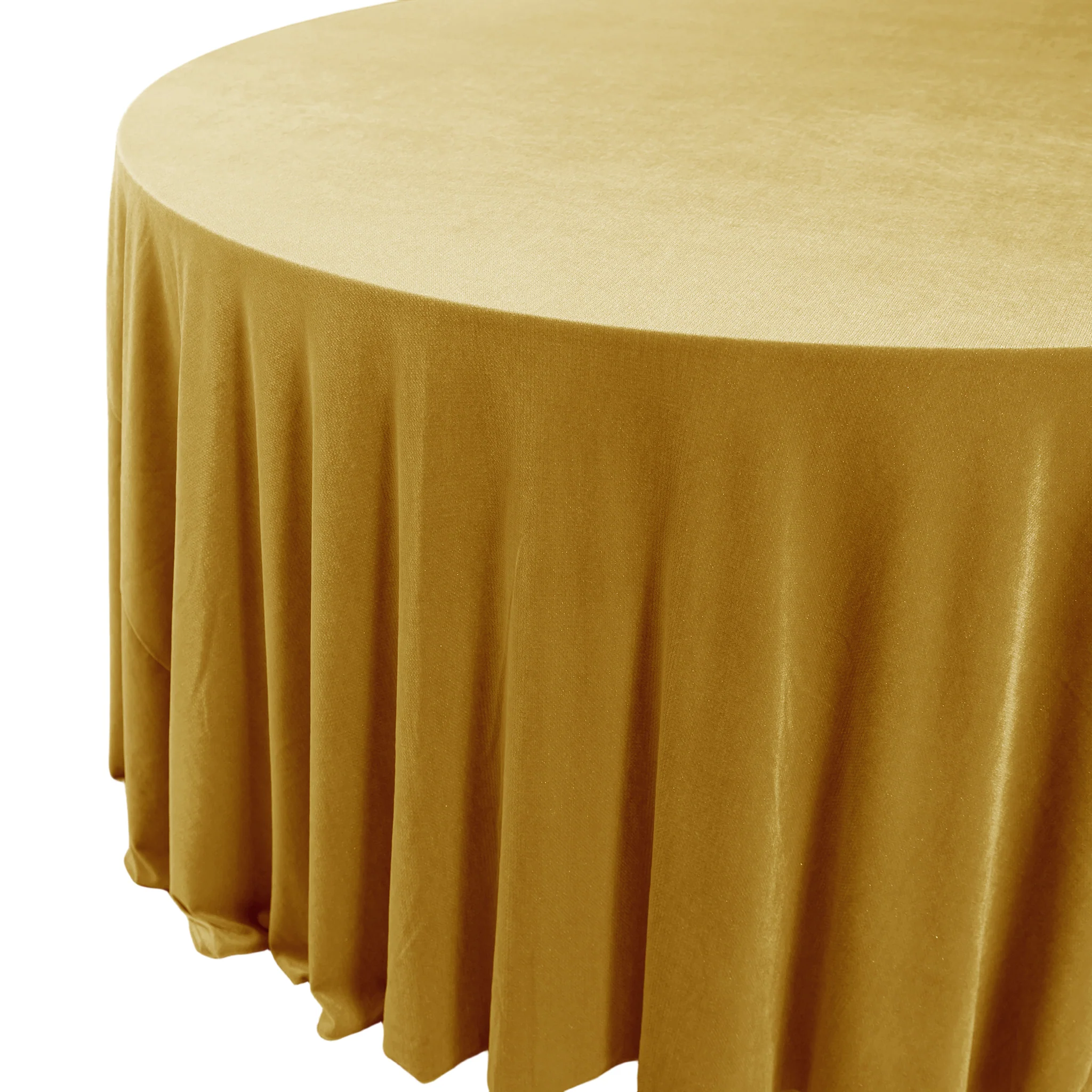 Glitter Velvet 132" Round Tablecloth - Gold - Image 3