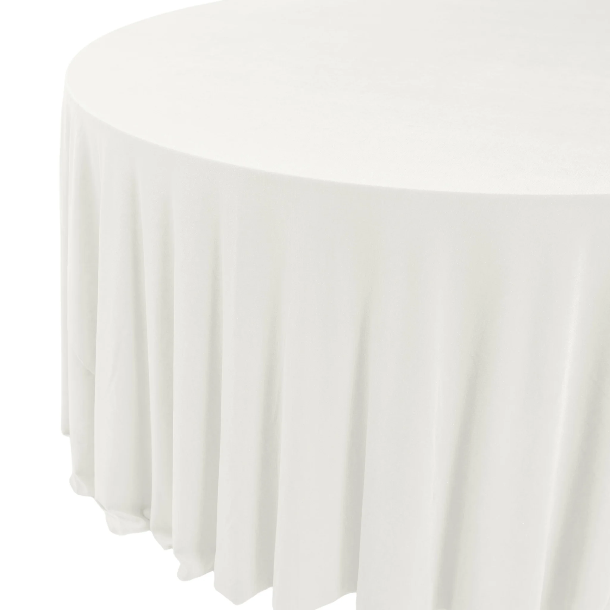 Glitter Velvet 132" Round Tablecloth - Ivory - Image 5