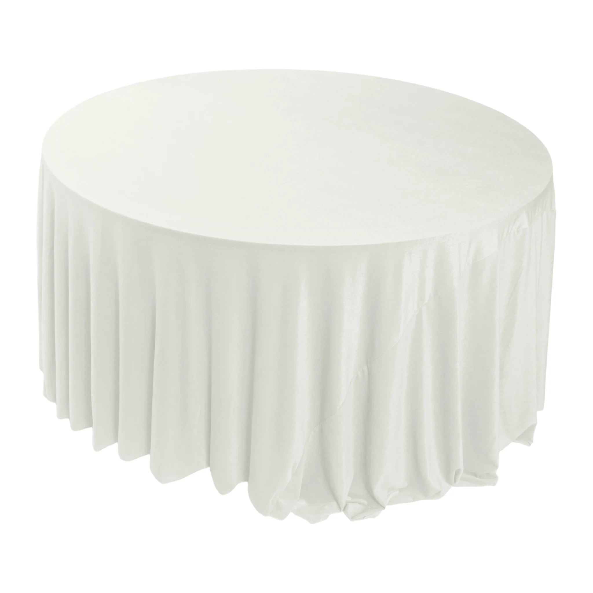 Glitter Velvet 132" Round Tablecloth - Ivory - Image 6