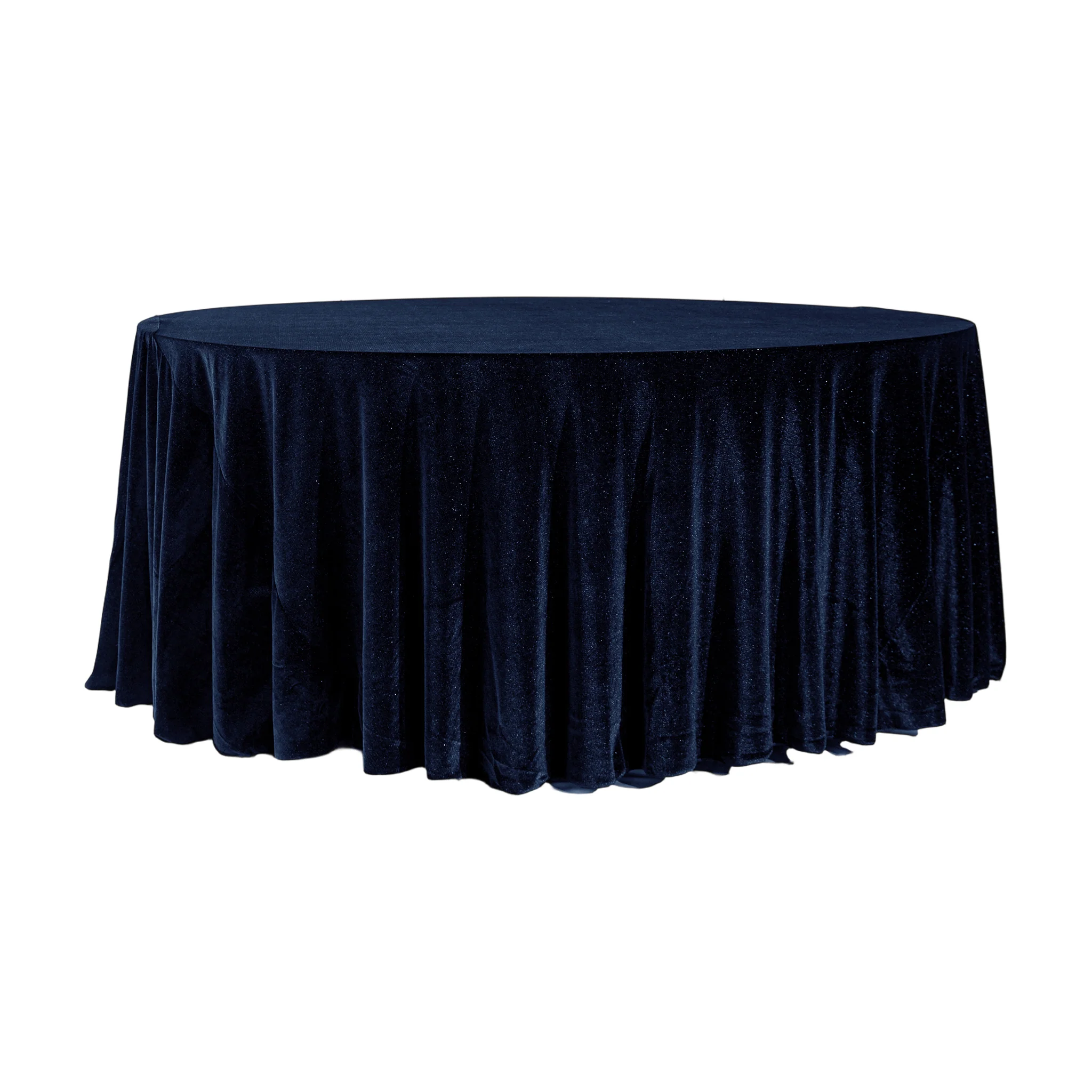 Glitter Velvet 132" Round Tablecloth - Navy Blue
