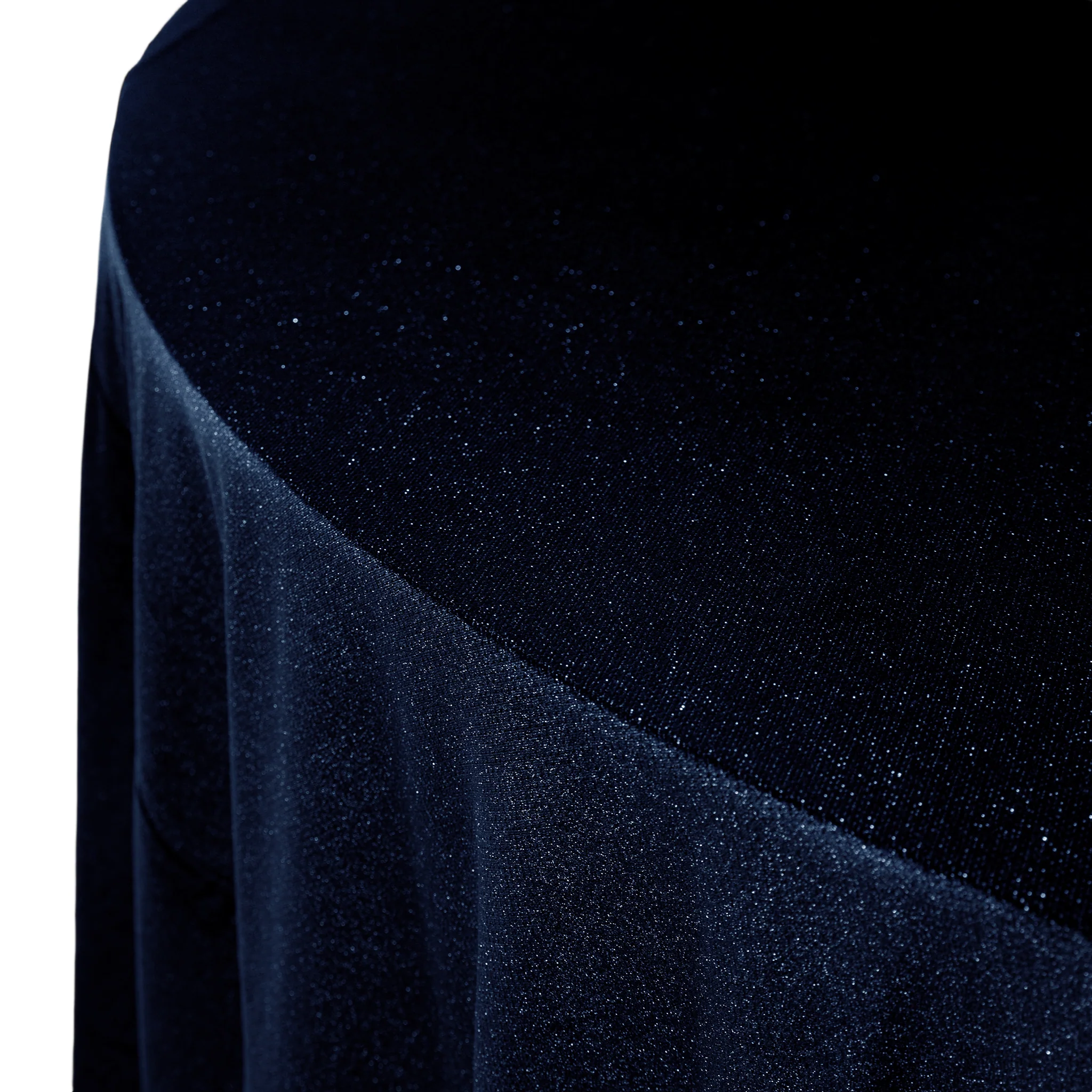 Glitter Velvet 132" Round Tablecloth - Navy Blue - Image 3