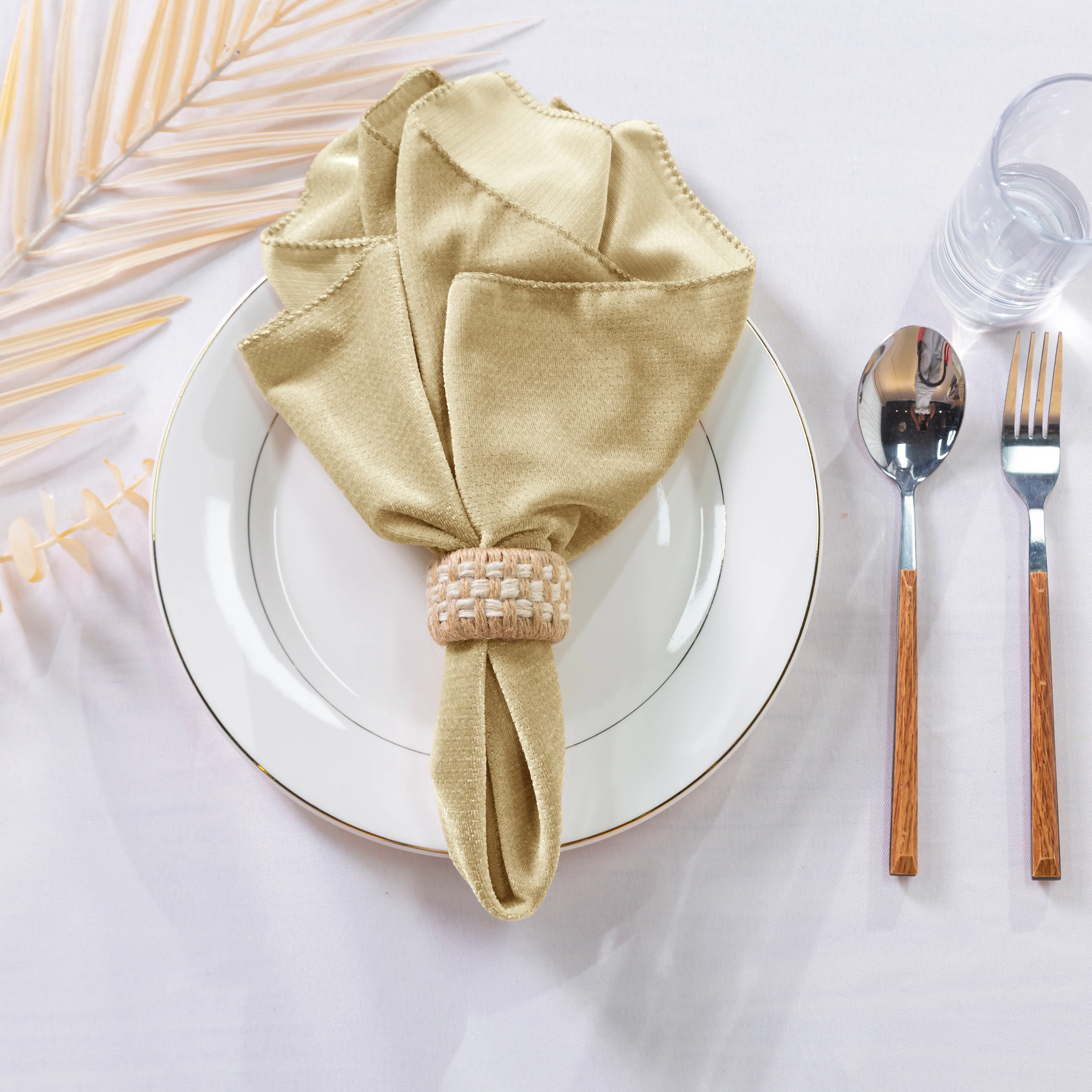 5 pcs/pk Glitter Velvet 20"x20" Linen Napkin - Champagne - Image 2