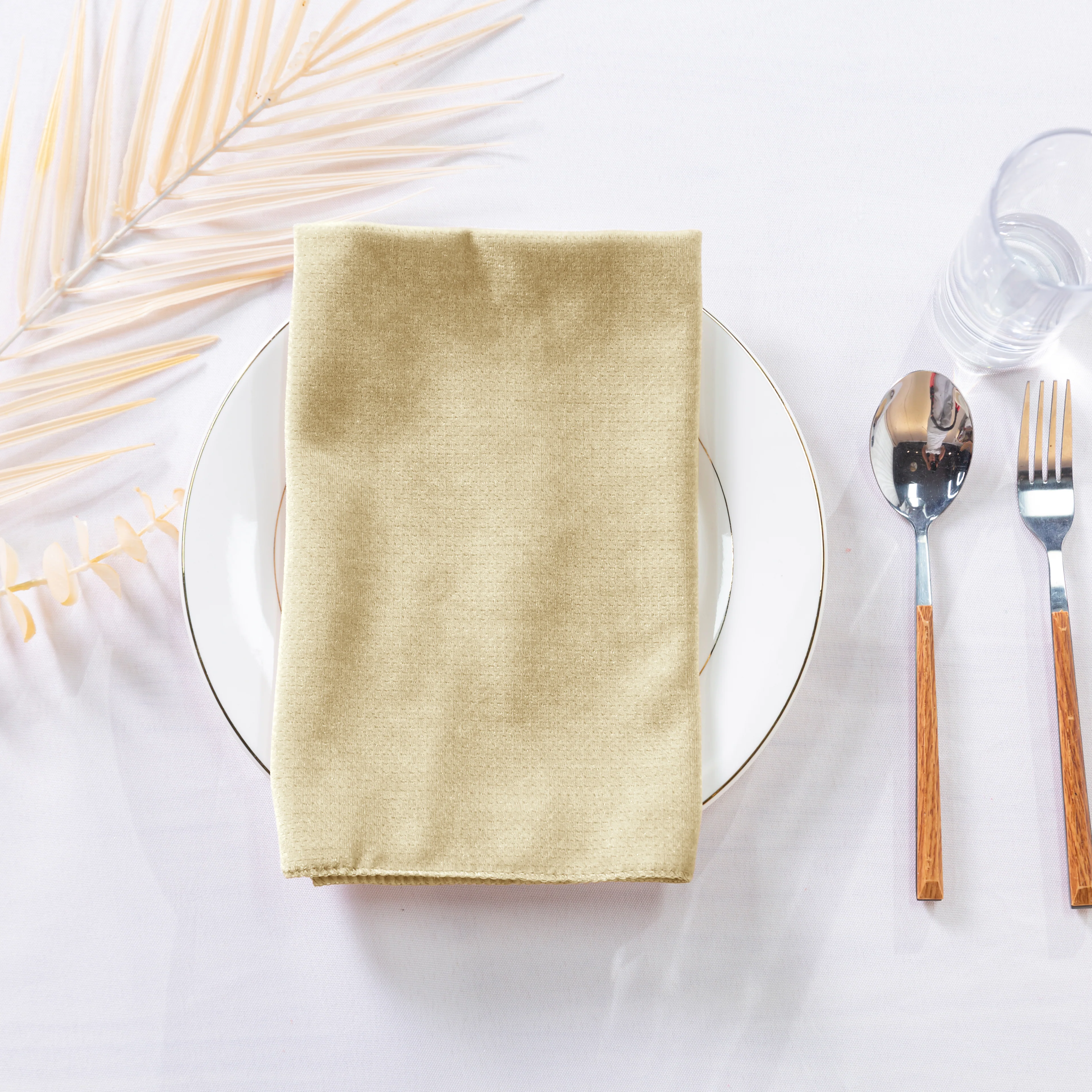 5 pcs/pk Glitter Velvet 20"x20" Linen Napkin - Champagne - Image 3