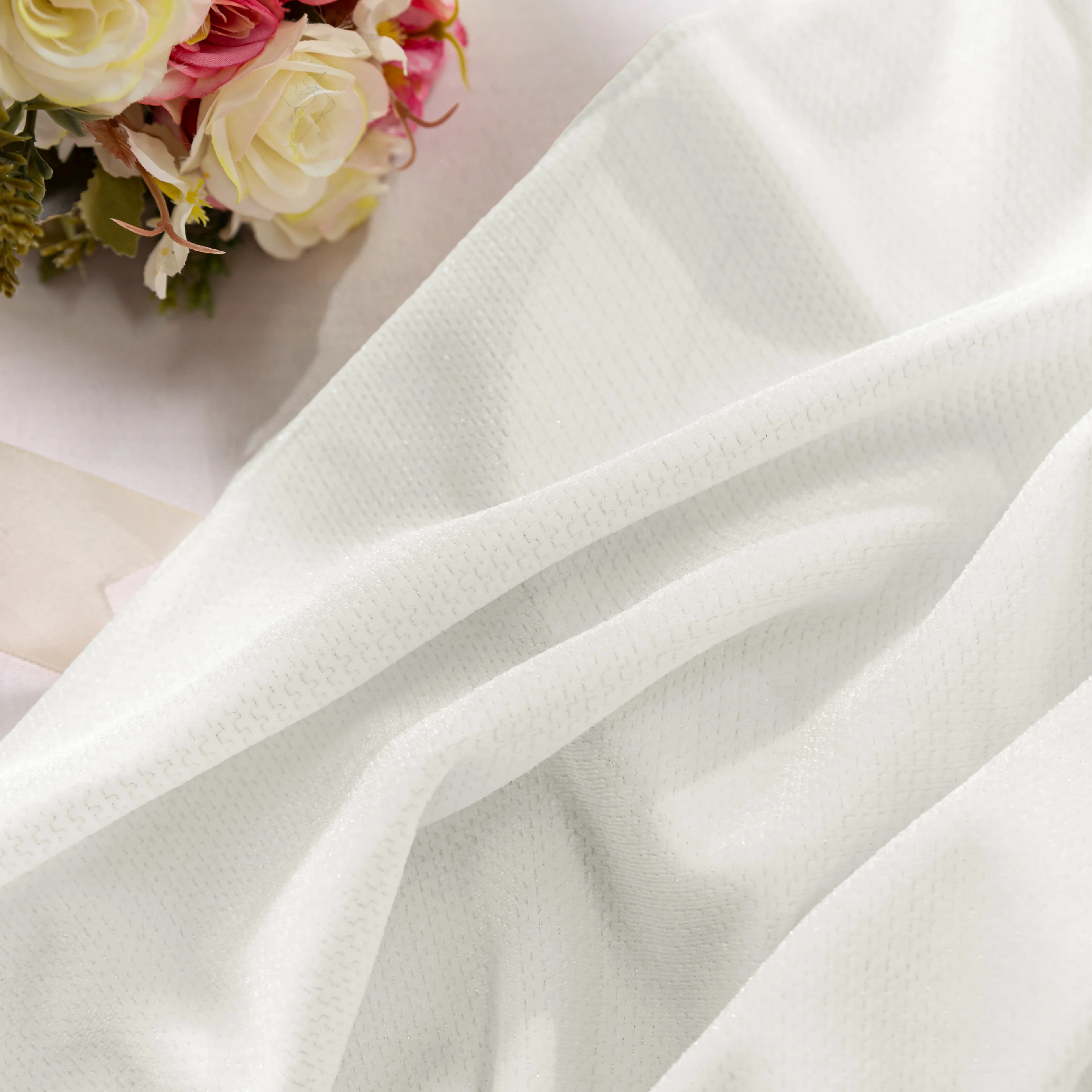5 pcs/pk Glitter Velvet 20"x20" Linen Napkin - Ivory - Image 4