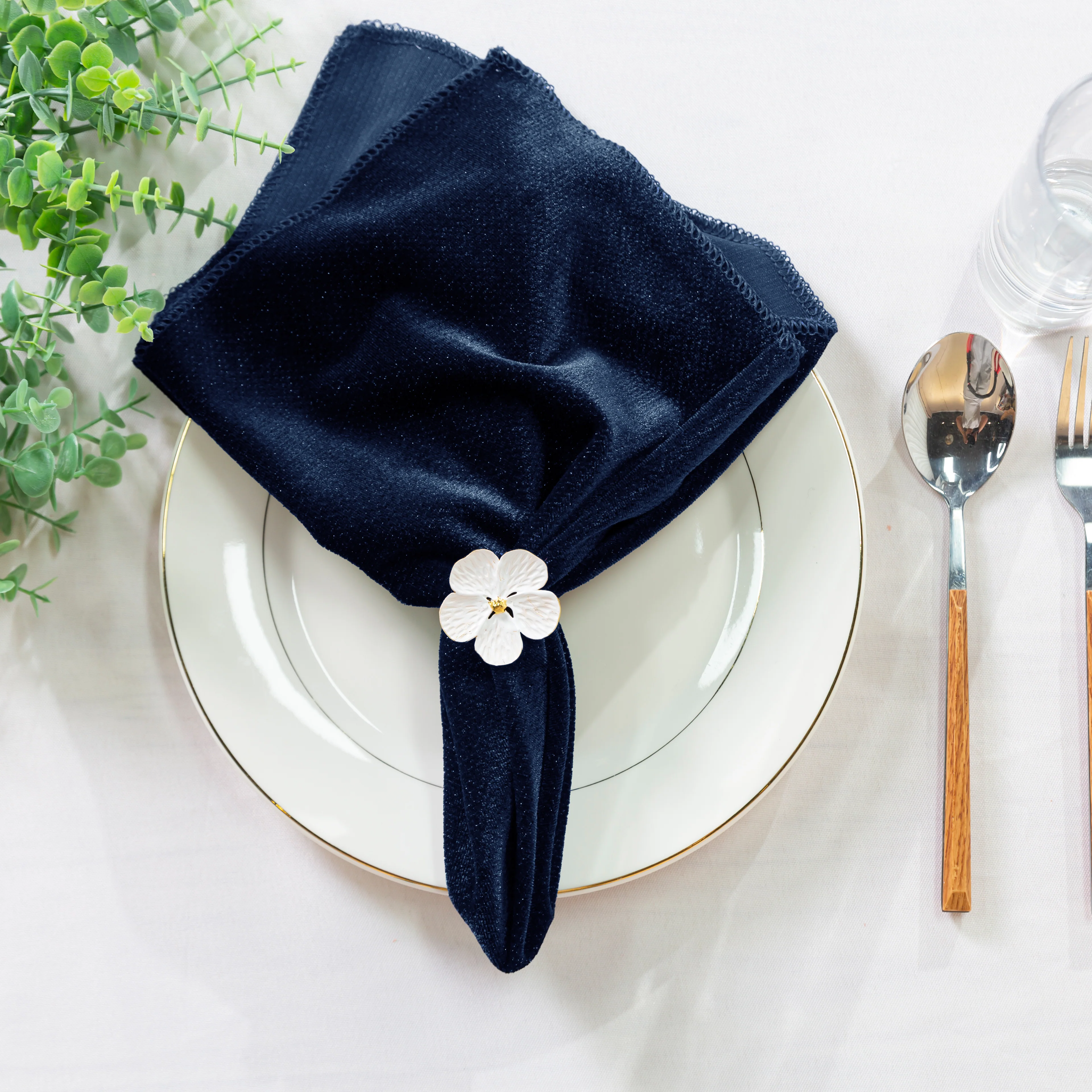 5 pcs/pk Glitter Velvet 20"x20" Linen Napkin - Navy Blue - Image 6