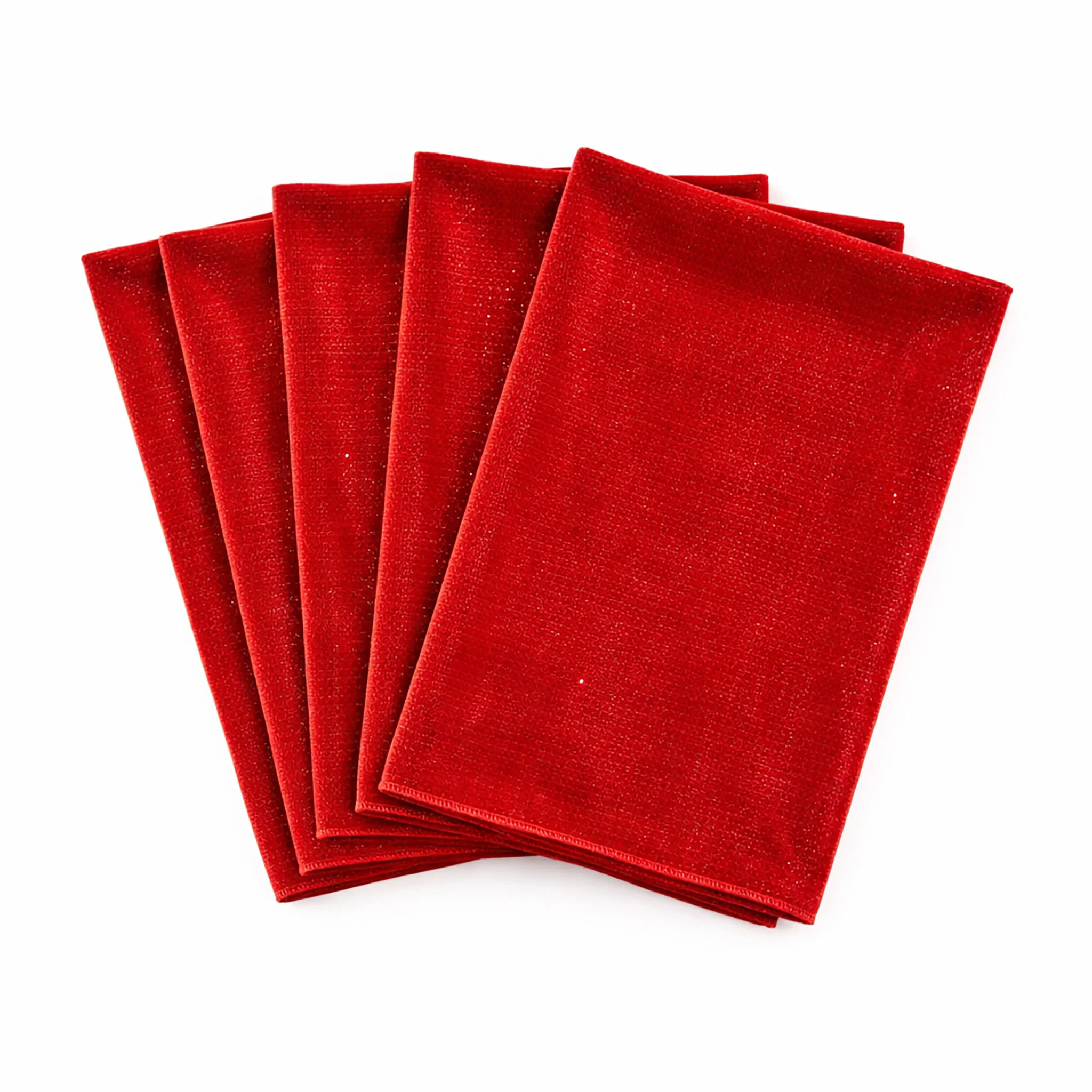 5 pcs/pk Glitter Velvet 20"x20" Linen Napkin - Red