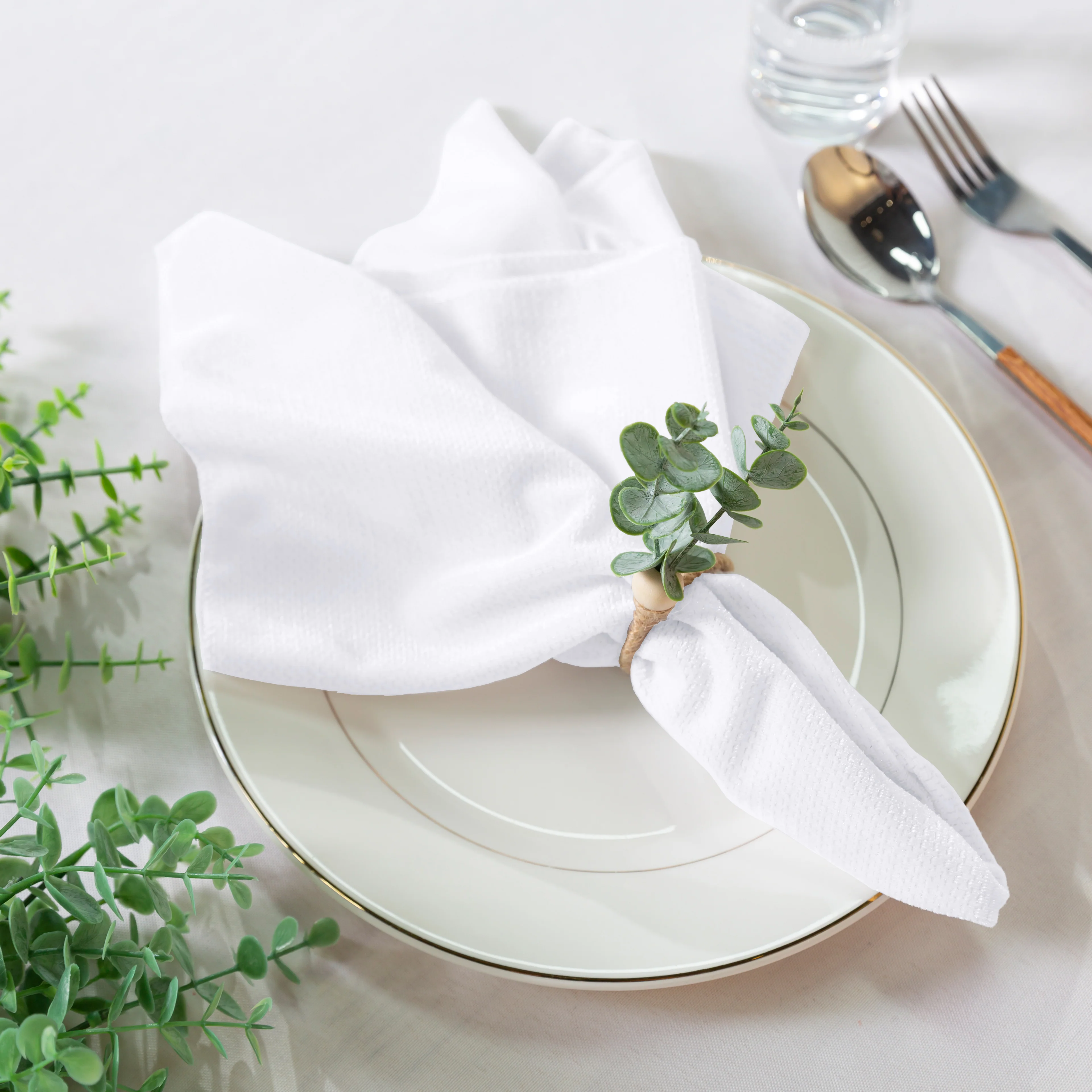5 pcs/pk Glitter Velvet 20"x20" Linen Napkin - White - Image 6