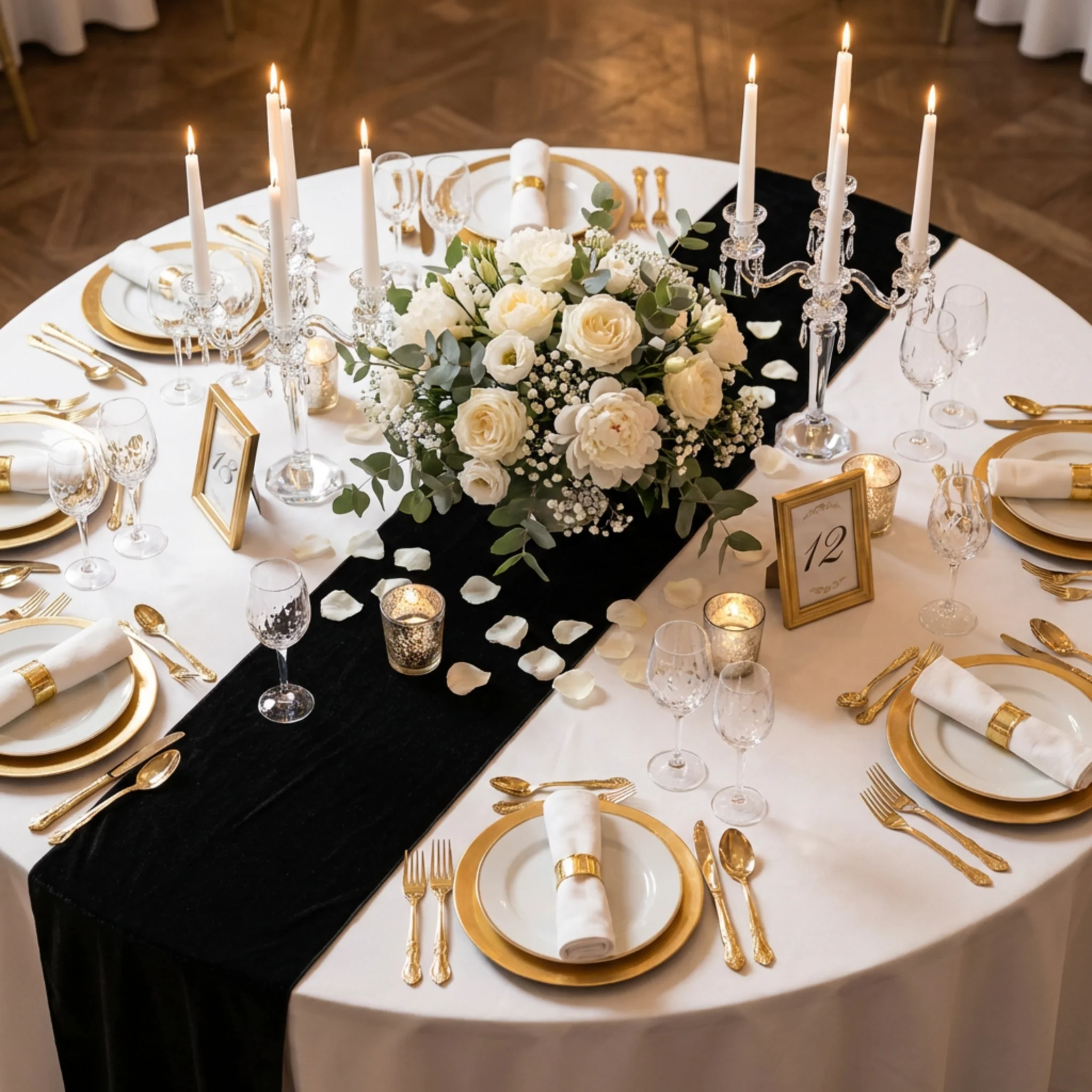 Glitter Velvet Table Runner - Black - Image 5