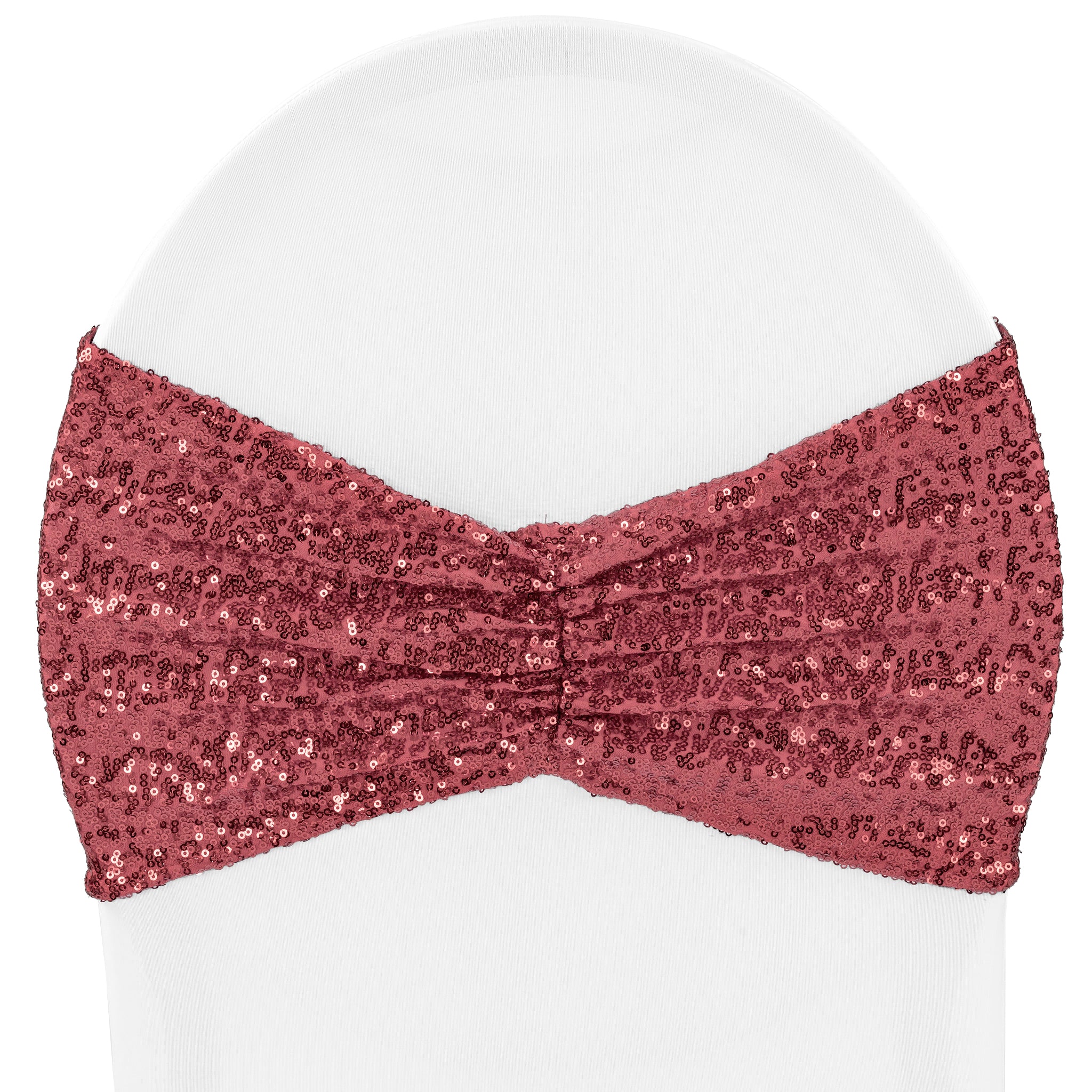 Glitz Ruffle Sequin Spandex Chair Band Sash - Burgundy