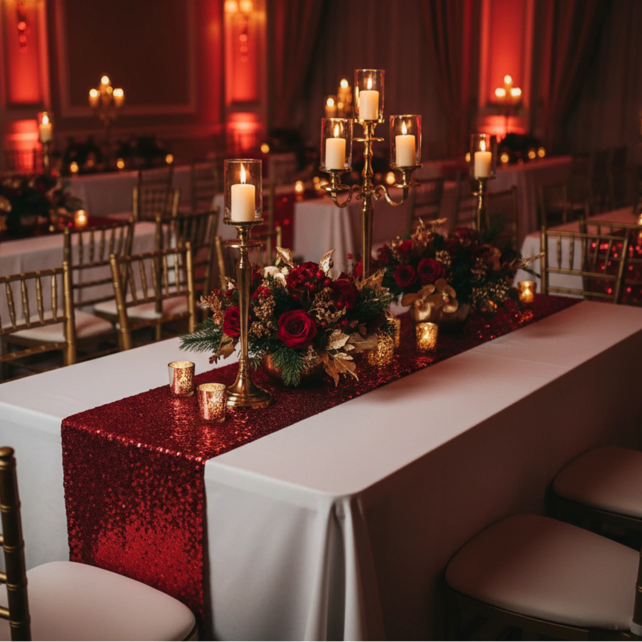 Glitz Sequin 10ft H x 52" W Drape/Backdrop panel - Apple Red - Image 5