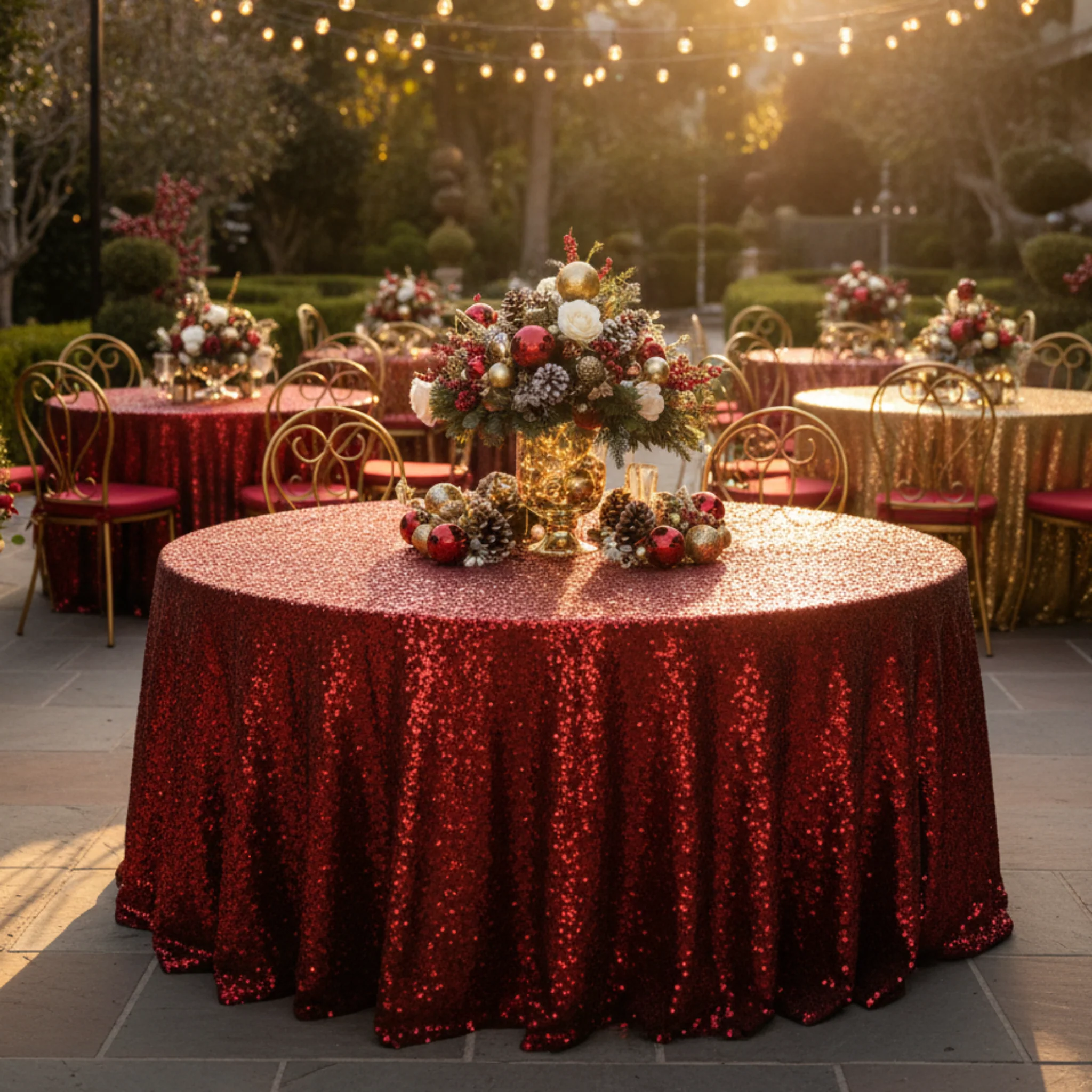 Glitz Sequin 10ft H x 52" W Drape/Backdrop panel - Apple Red - Image 6
