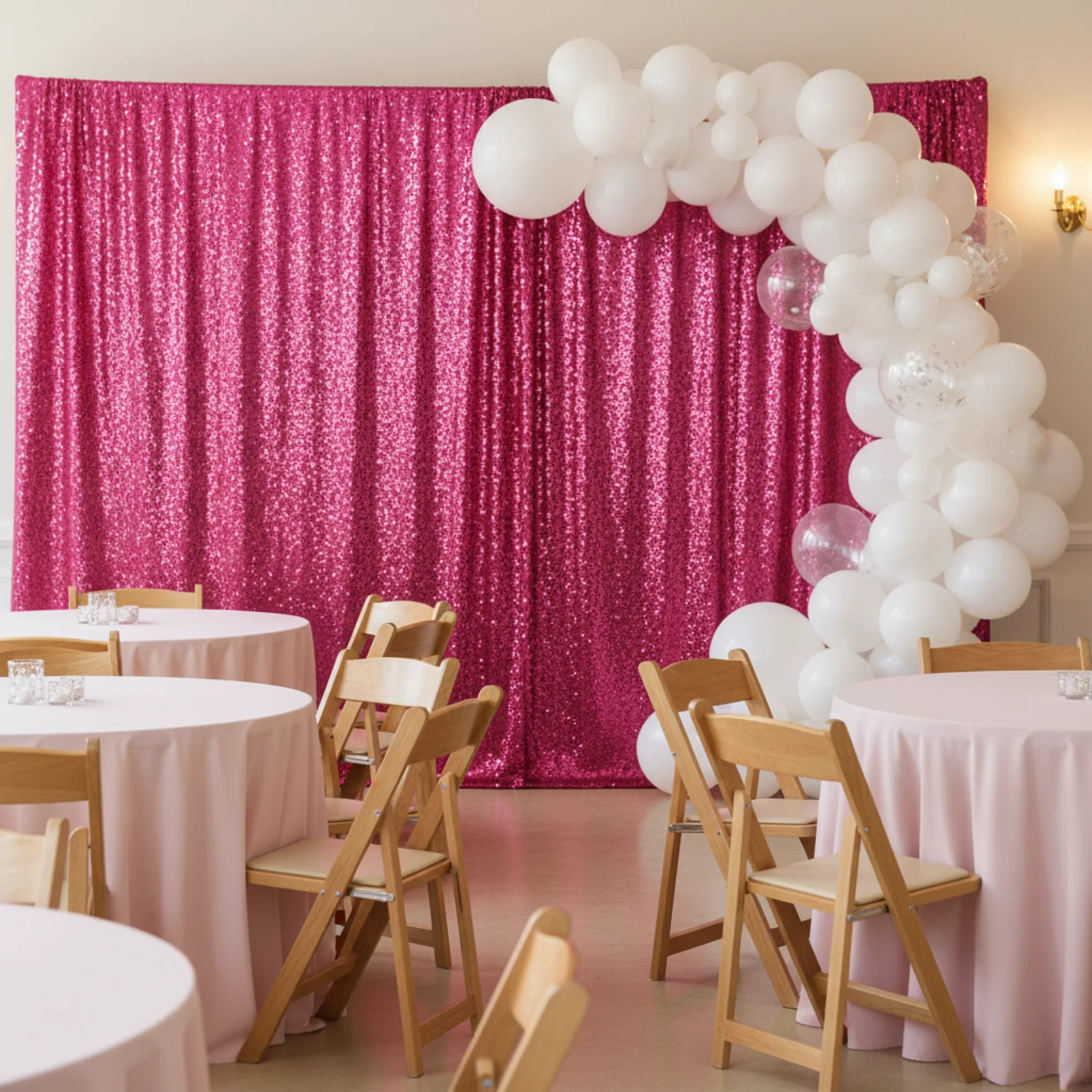 Glitz Sequin 10ft H x 52" W Drape/Backdrop panel - Fuchsia - Image 5