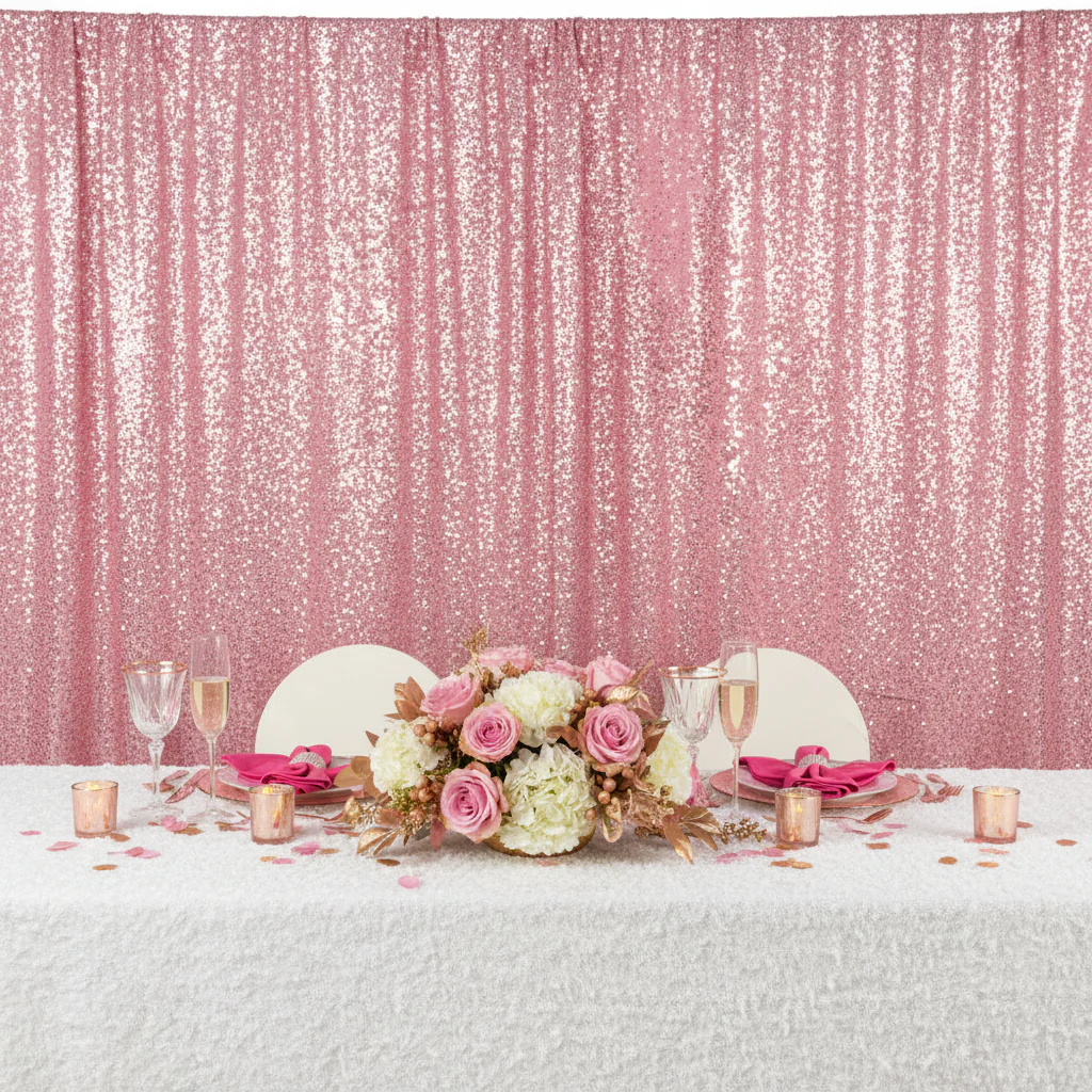 Glitz Sequin 10ft H x 52" W Drape/Backdrop panel - Pink - Image 7