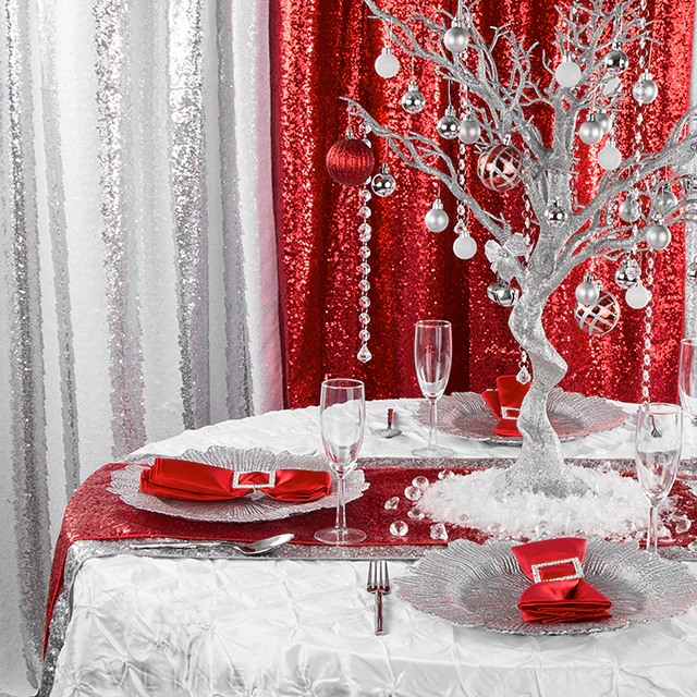 Glitz Sequin 10ft H x 52" W Drape/Backdrop panel - Red - Image 3