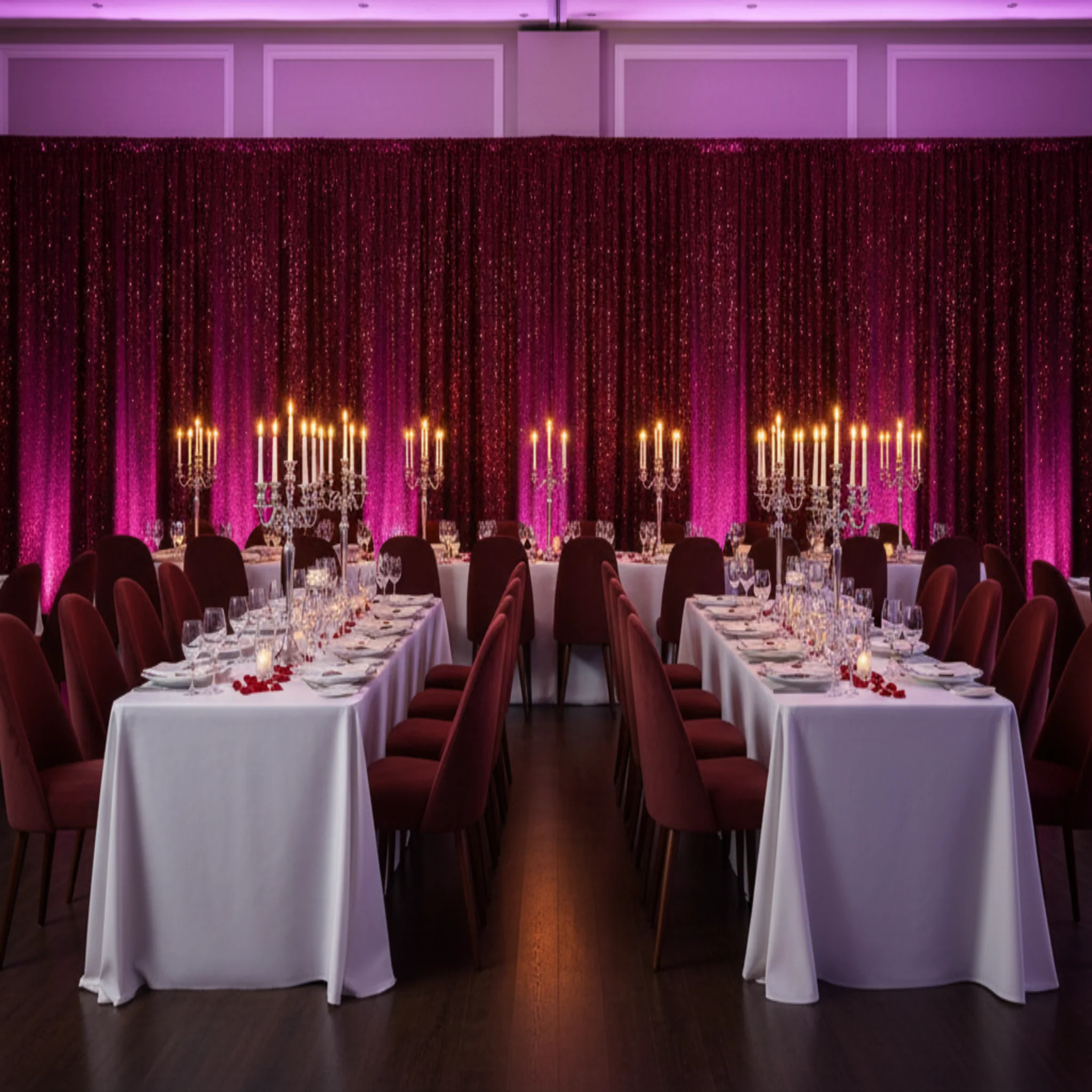 Glitz Sequin 12ft H x 52" W Drape/Backdrop panel - Burgundy - Image 4