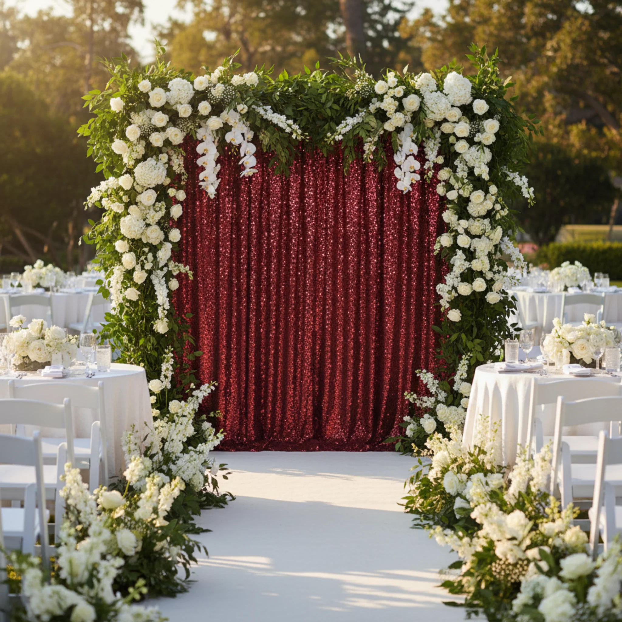 Glitz Sequin 12ft H x 52" W Drape/Backdrop panel - Burgundy - Image 5