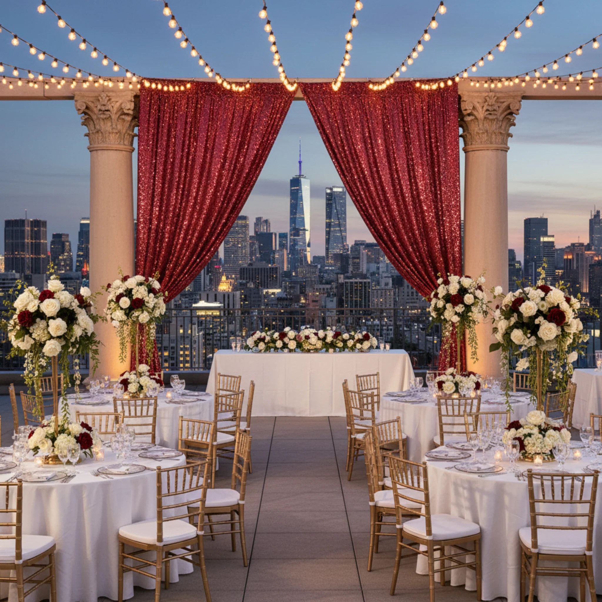 Glitz Sequin 12ft H x 52" W Drape/Backdrop panel - Burgundy - Image 6