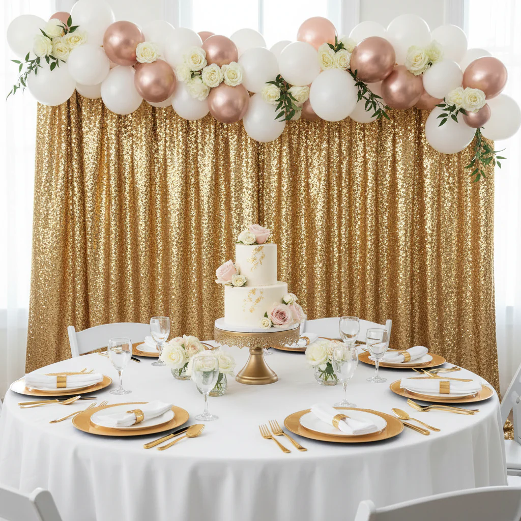 Glitz Sequin 14ft H x 52" W Drape/Backdrop panel - Gold - Image 7