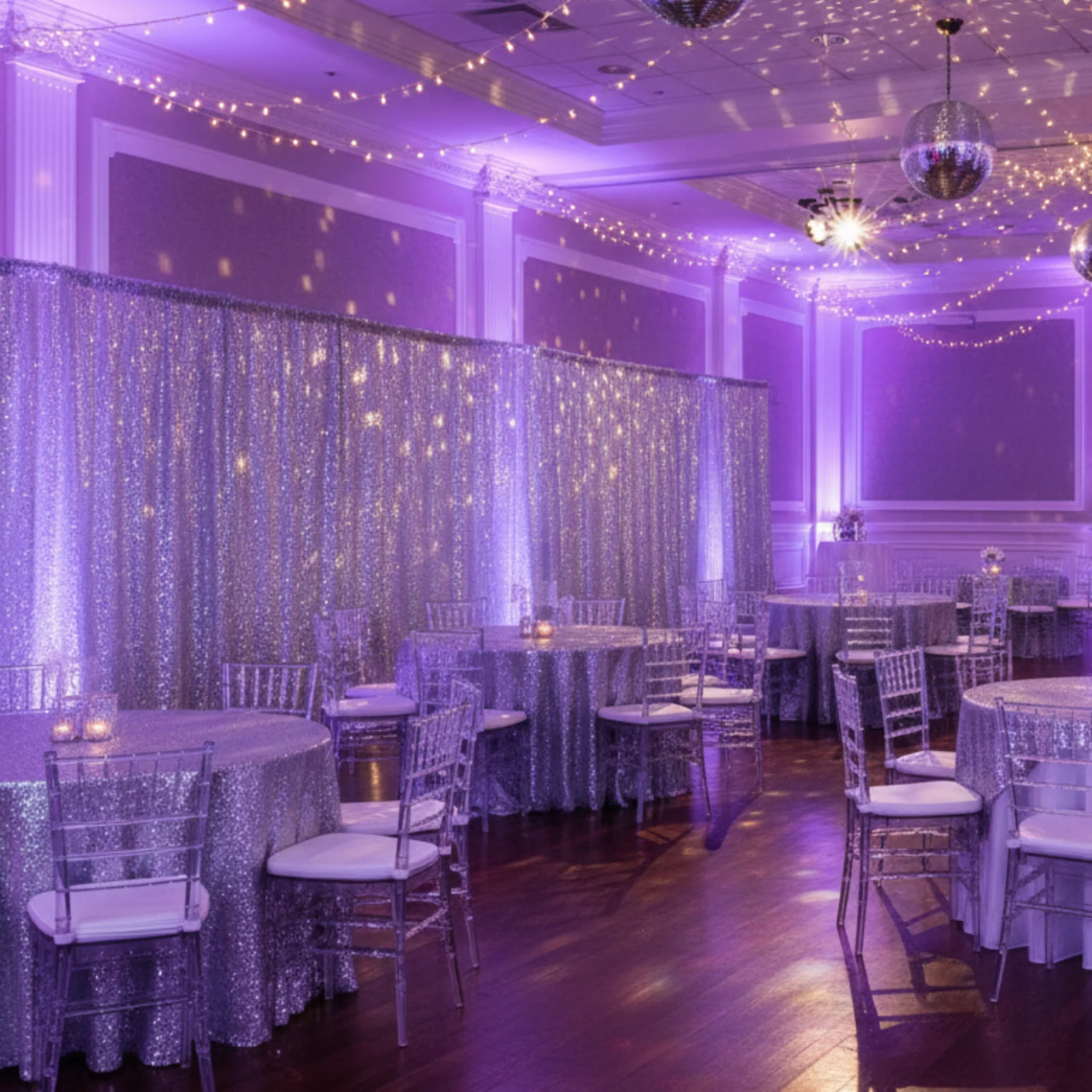 Glitz Sequin 14ft H x 52" W Drape/Backdrop panel - Silver - Image 8