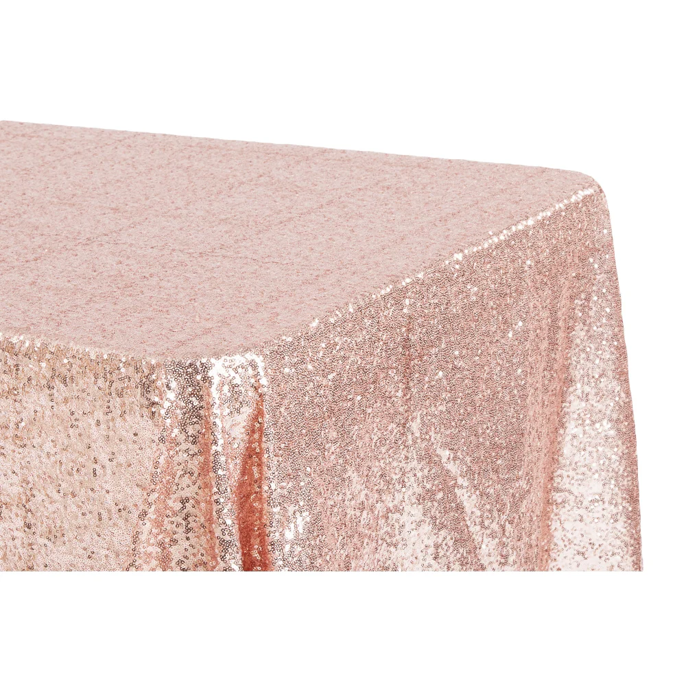 Glitz Sequin 90"x132" Rectangular Tablecloth - Blush/Rose Gold - Image 2