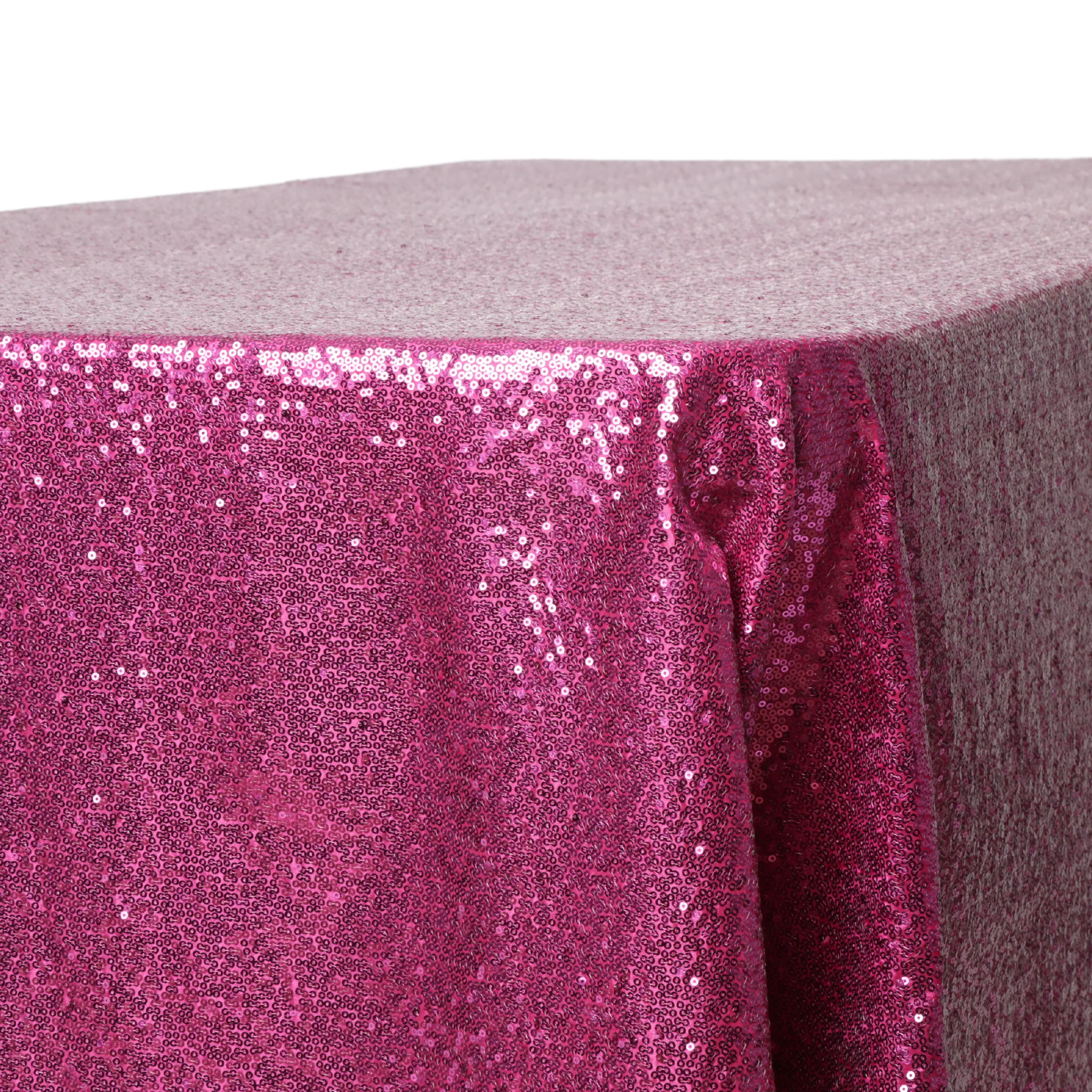 Glitz Sequin 90"x132" Rectangular Tablecloth - Magenta - Image 5